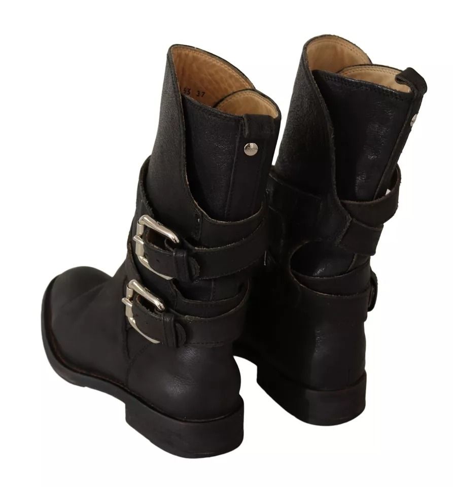 Leather Buckle Mid Calf Boots Women's Shoes (Pre-Owned) - Dolce & Gabbana - Modalova