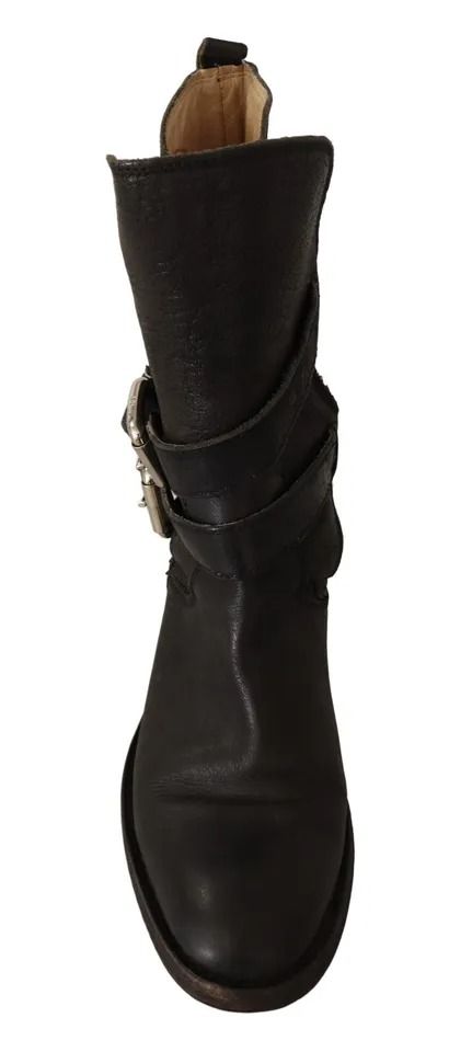 Leather Buckle Mid Calf Boots Women's Shoes (Pre-Owned) - Dolce & Gabbana - Modalova