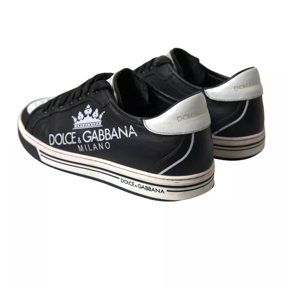 Black Leather Crown Milano Men Sneakers Men's Shoes (Pre-Owned) - Dolce & Gabbana - Modalova