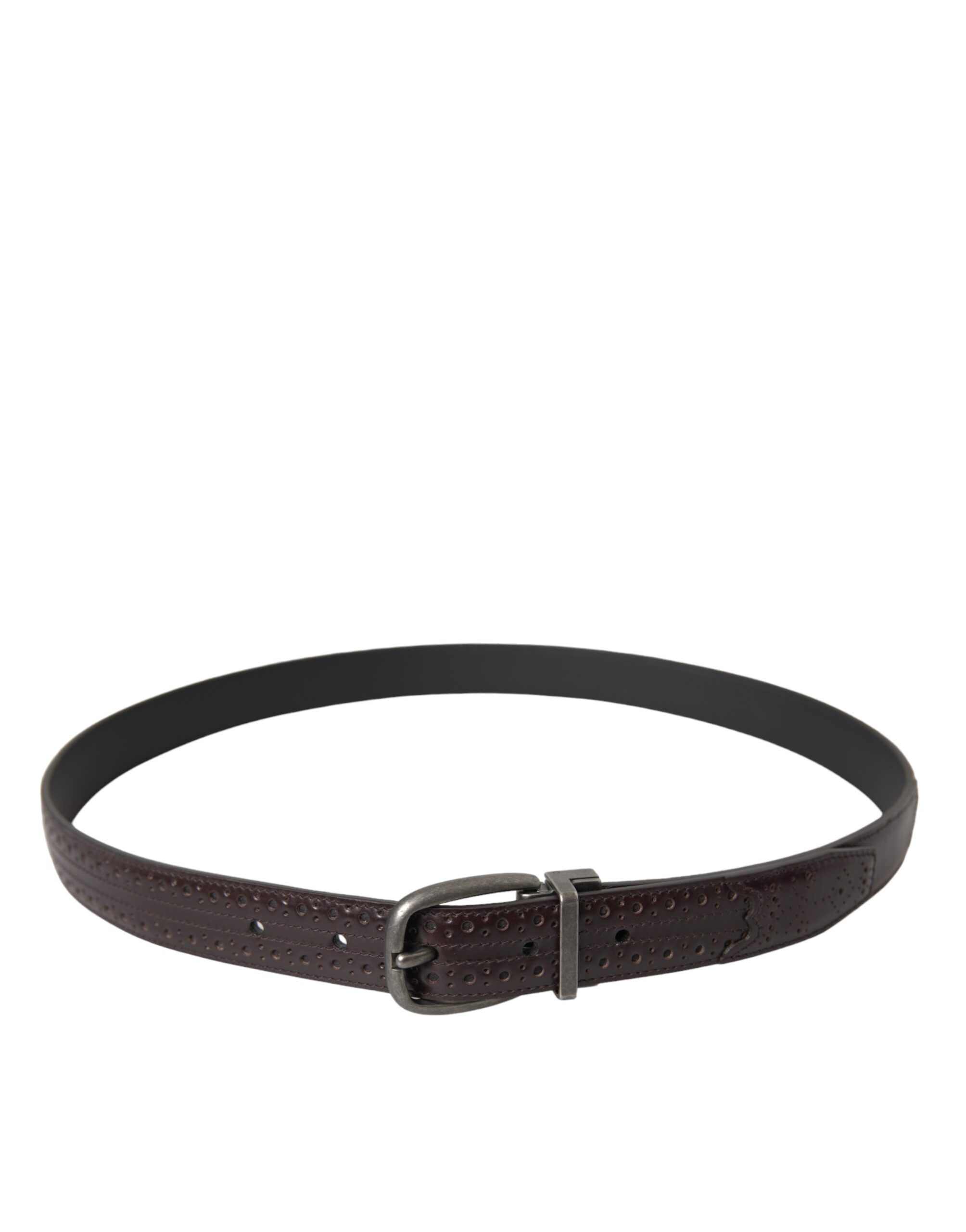 Dark Perforated Leather Metal Buckle Belt Men's Men - Dolce & Gabbana - Modalova