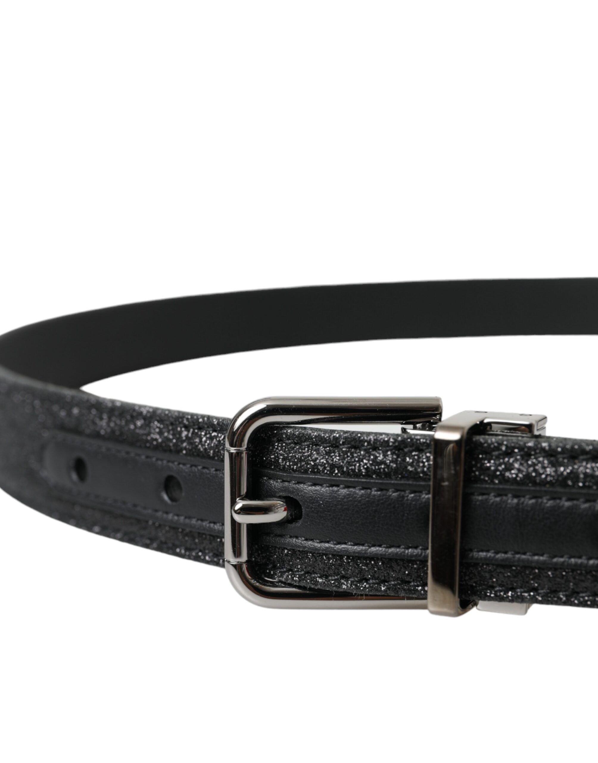 Glittered Leather Silver Buckle Women's Belt - Dolce & Gabbana - Modalova