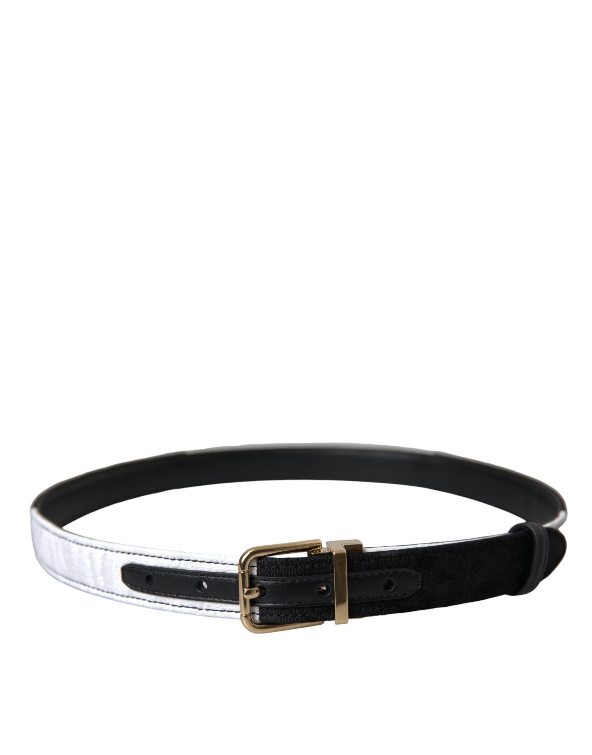 Black White Patchwork Gold Metal Buckle Women's Belt - Dolce & Gabbana - Modalova