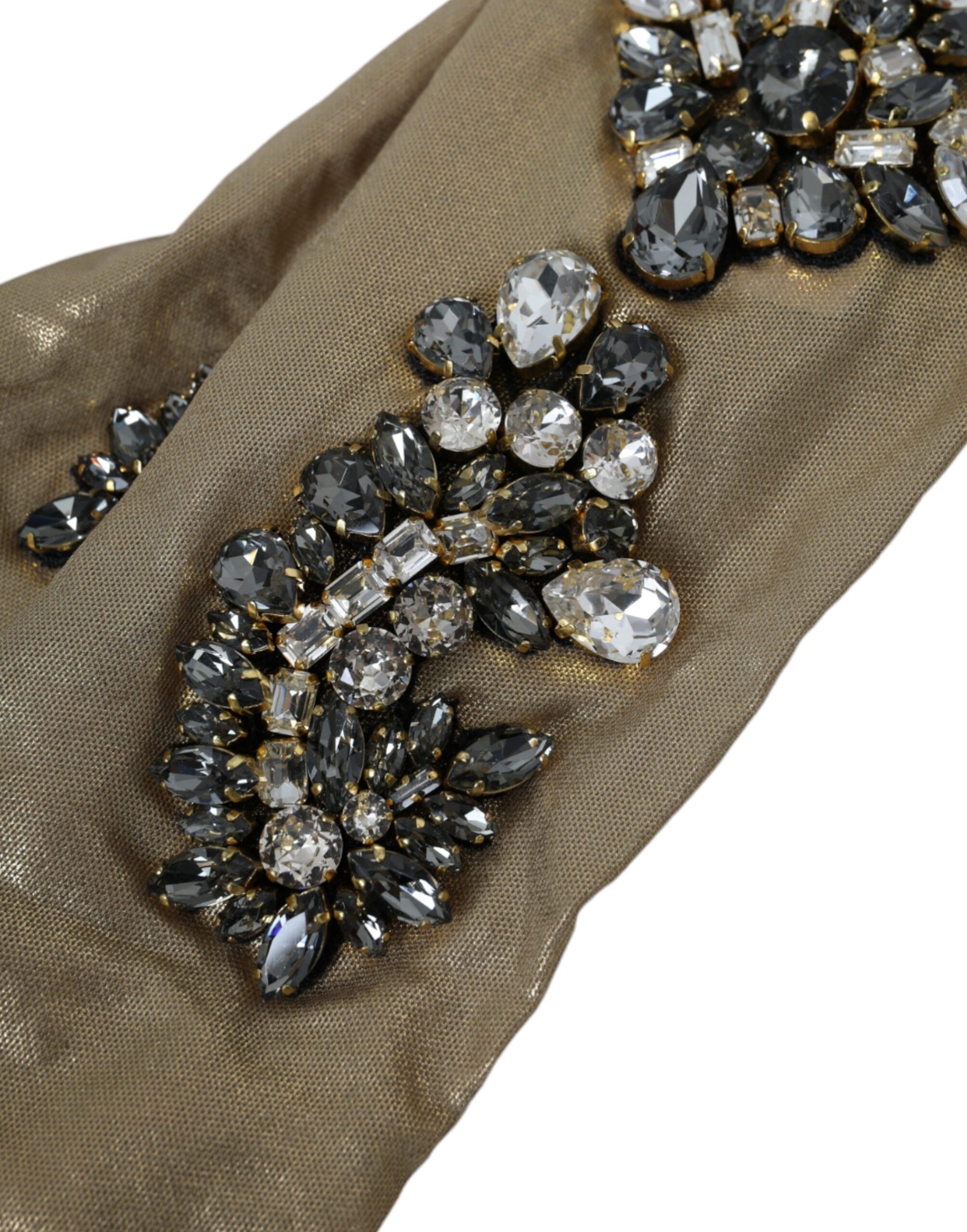 Satin Crystal Elbow Length Women's Gloves - Dolce & Gabbana - Modalova