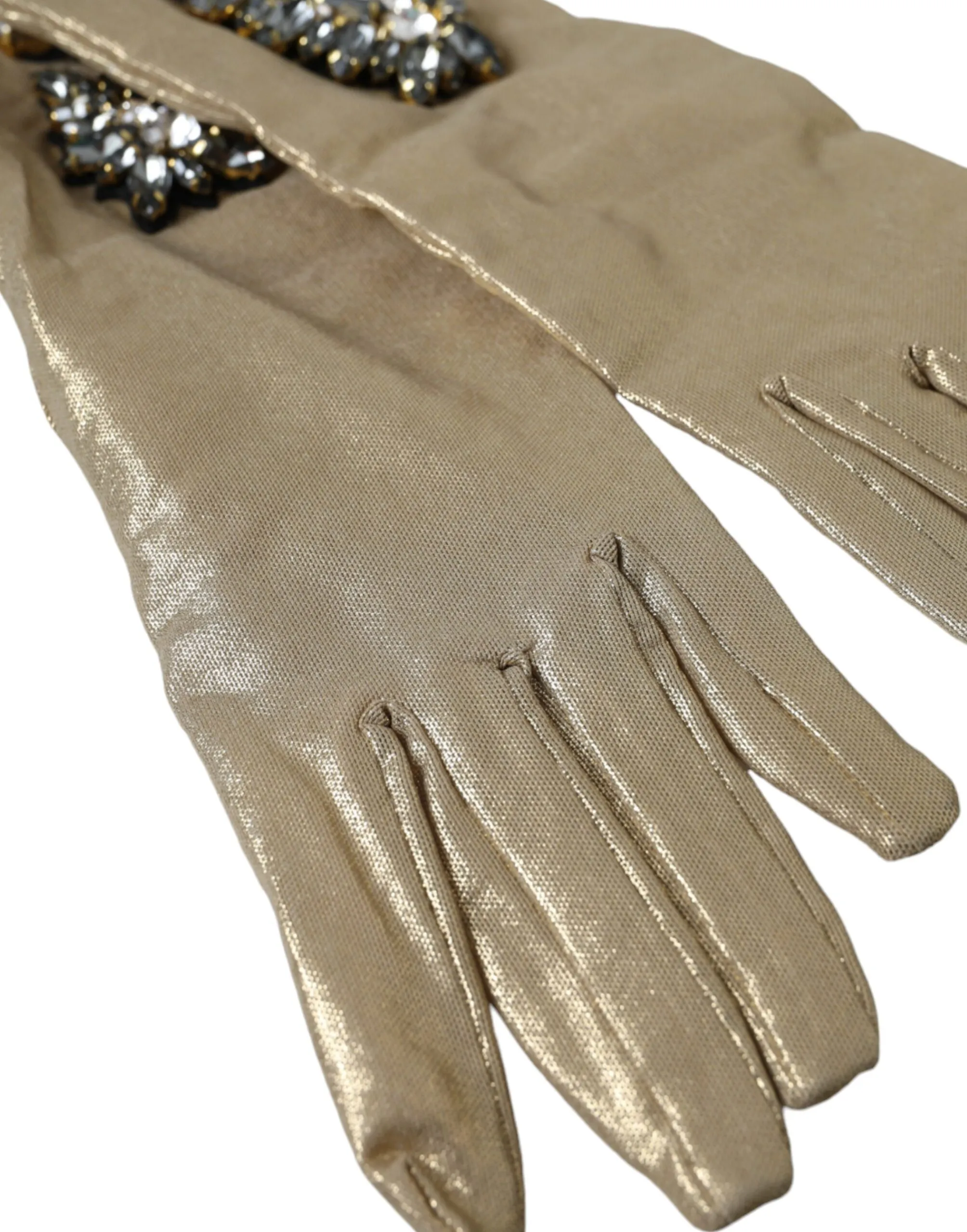 Satin Crystal Elbow Length Women's Gloves - Dolce & Gabbana - Modalova