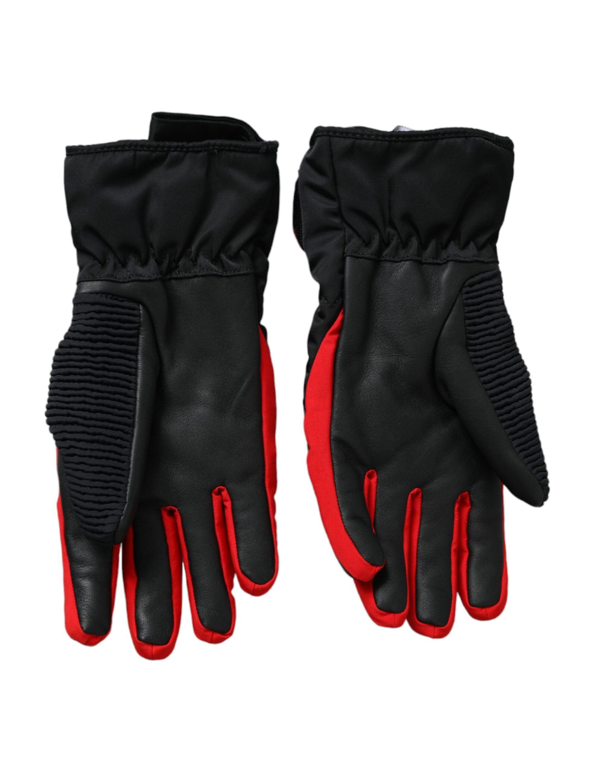 Black Red Nylon Wrist Length Men's Gloves - Dolce & Gabbana - Modalova