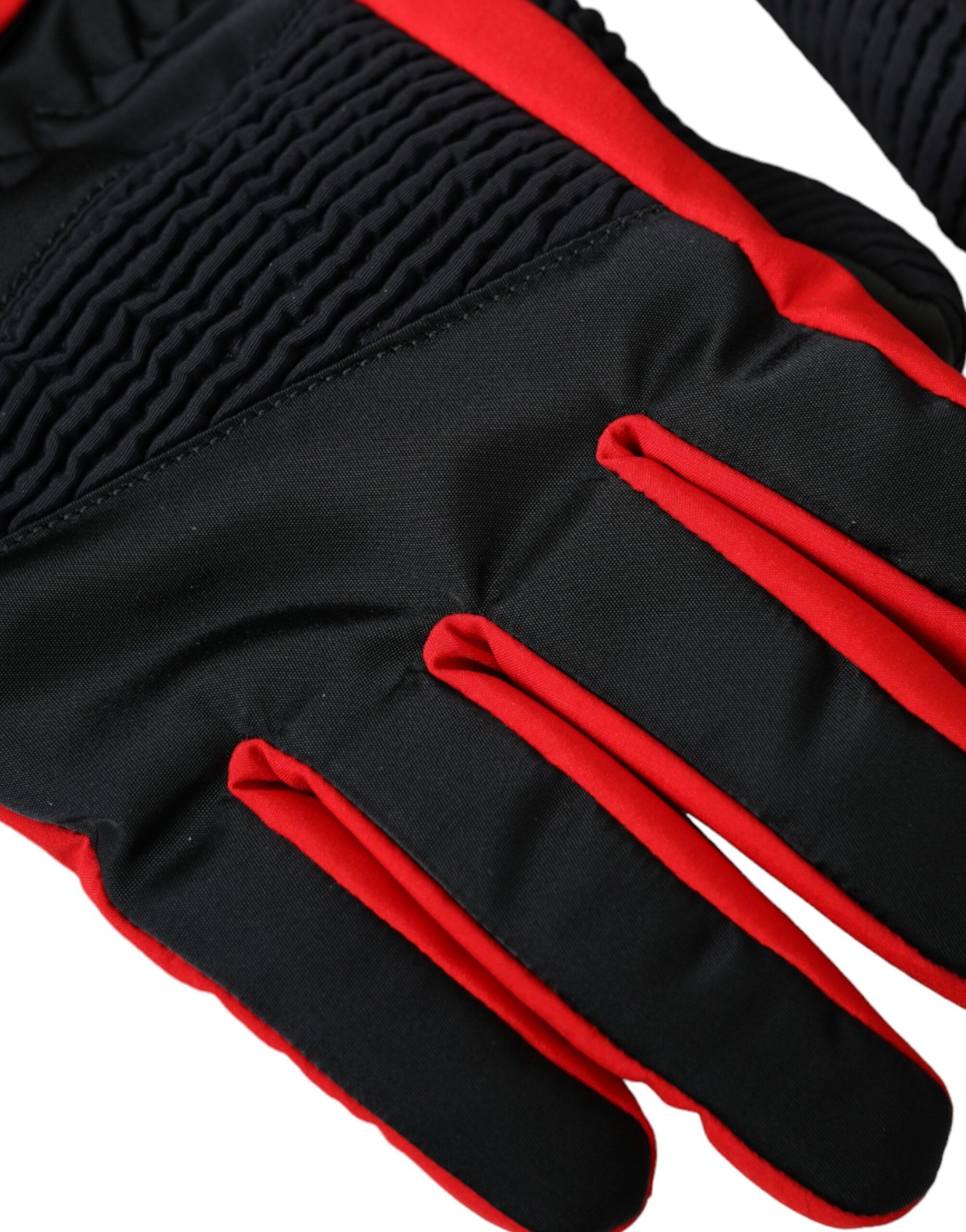 Black Red Nylon Wrist Length Men's Gloves - Dolce & Gabbana - Modalova
