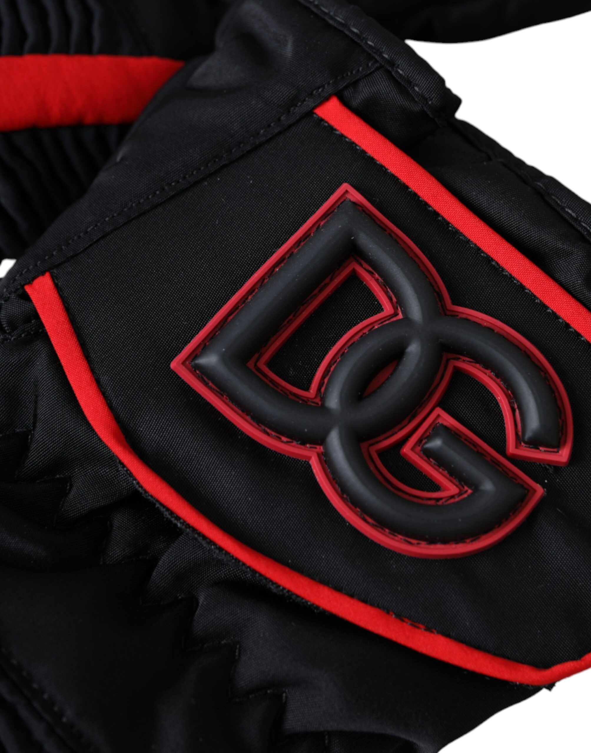 Black Red Nylon Wrist Length Men's Gloves - Dolce & Gabbana - Modalova