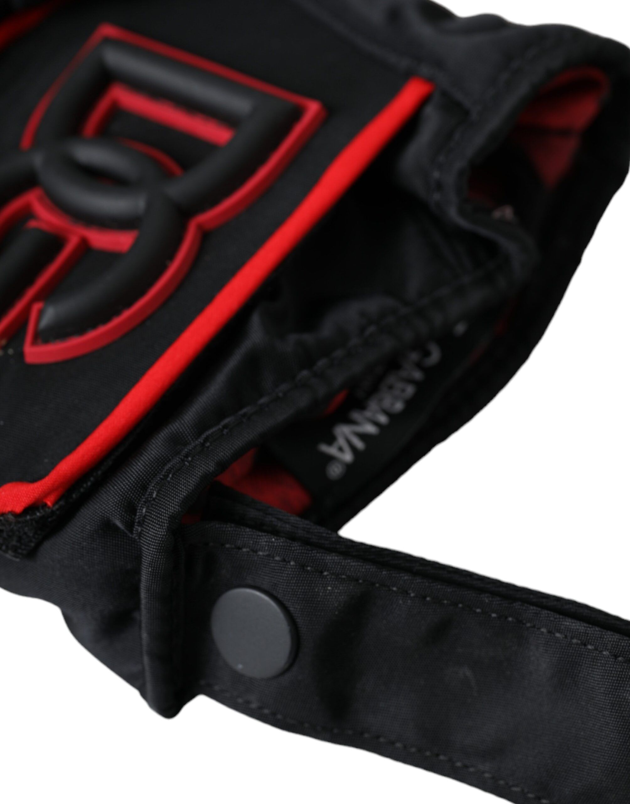 Black Red Nylon Wrist Length Men's Gloves - Dolce & Gabbana - Modalova