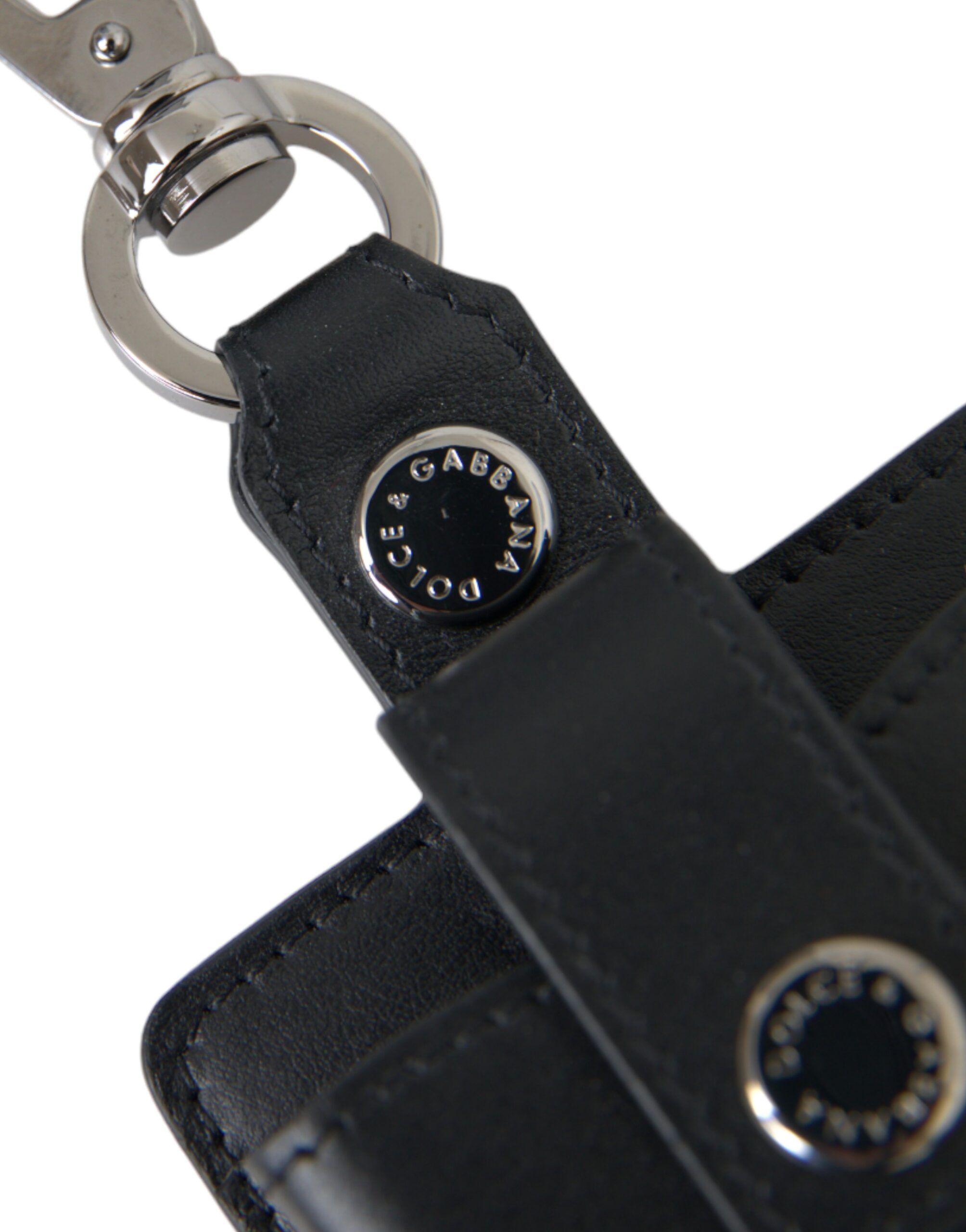 Plain Leather Silver Metal Airpods Women's Case - Dolce & Gabbana - Modalova