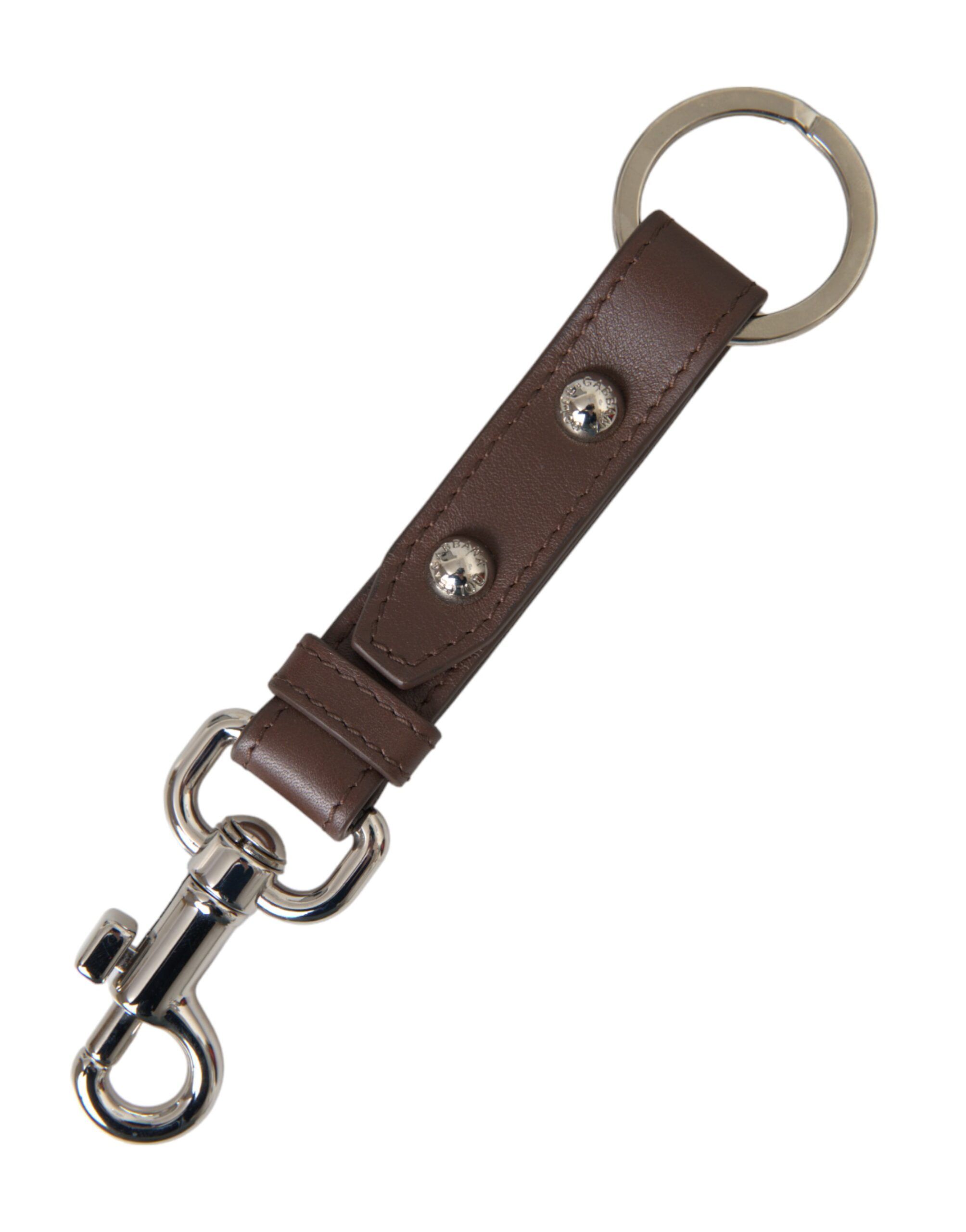 Plain Leather Silver Brass Keyring Holder Women's Keychain - Dolce & Gabbana - Modalova