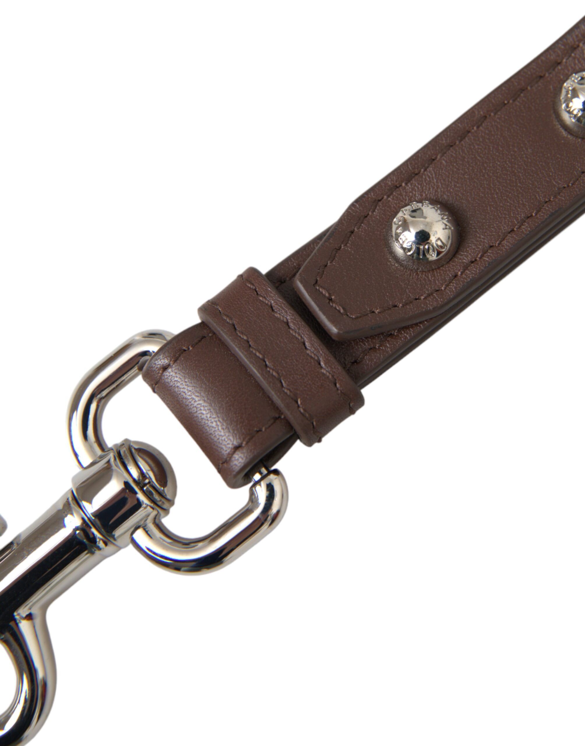 Plain Leather Silver Brass Keyring Holder Women's Keychain - Dolce & Gabbana - Modalova
