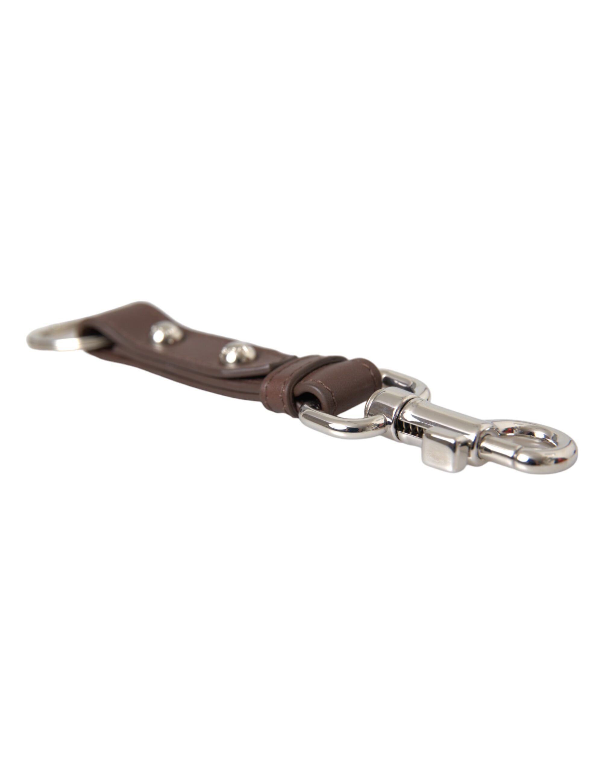 Plain Leather Silver Brass Keyring Holder Women's Keychain - Dolce & Gabbana - Modalova
