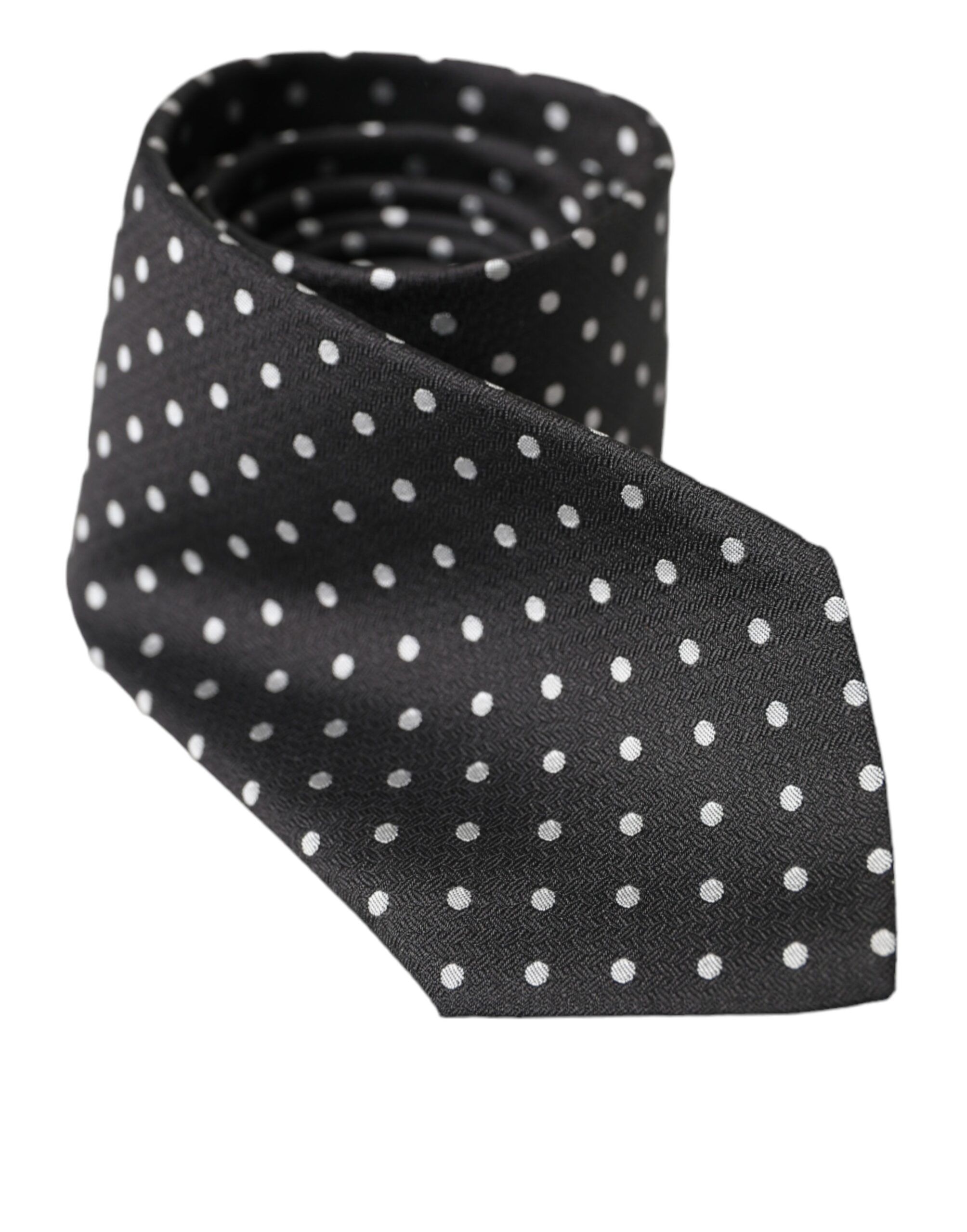 White Polka Dots 100% Silk Necktie Face Men's Mask - Dolce & Gabbana - Modalova