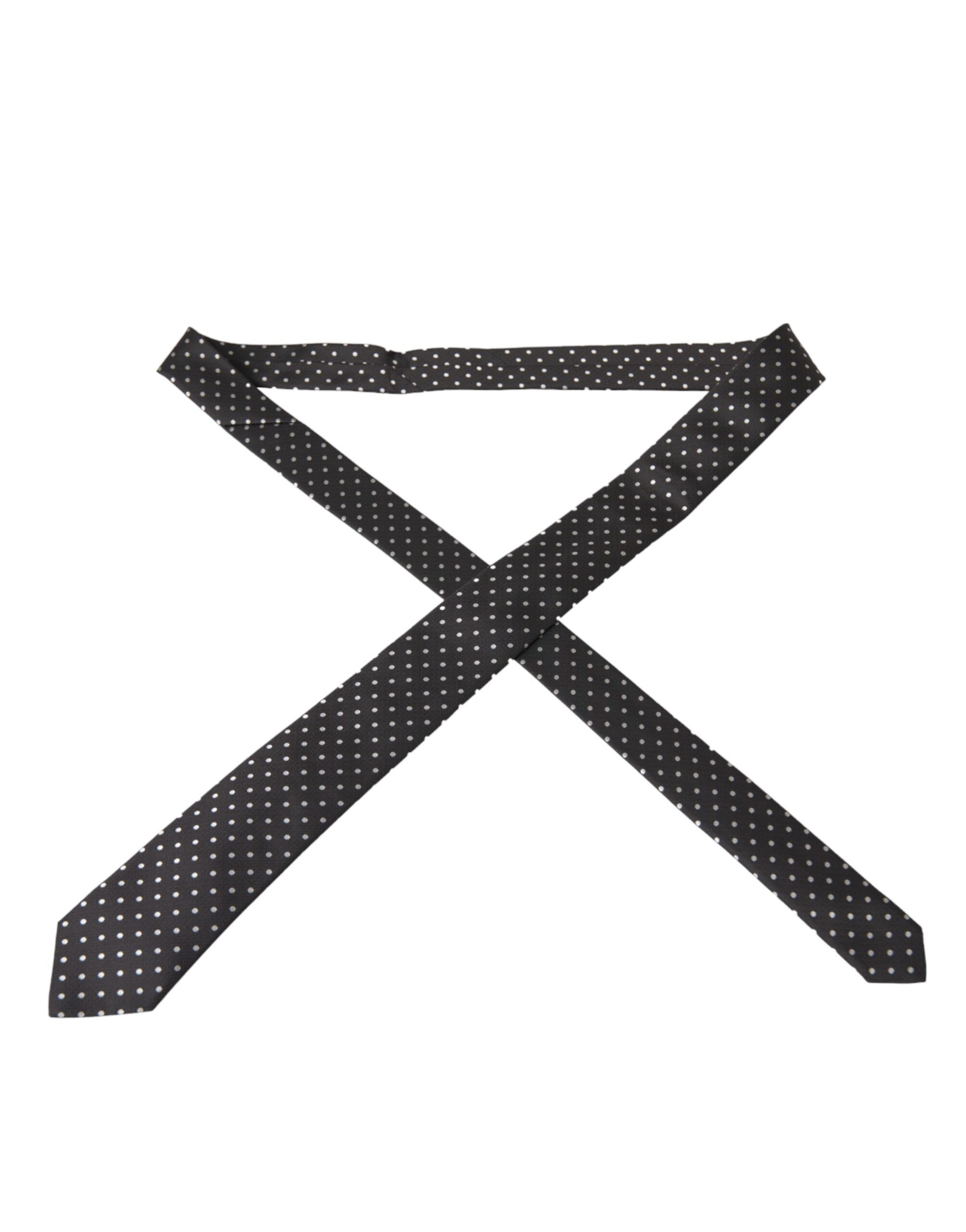 White Polka Dots 100% Silk Necktie Face Men's Mask - Dolce & Gabbana - Modalova