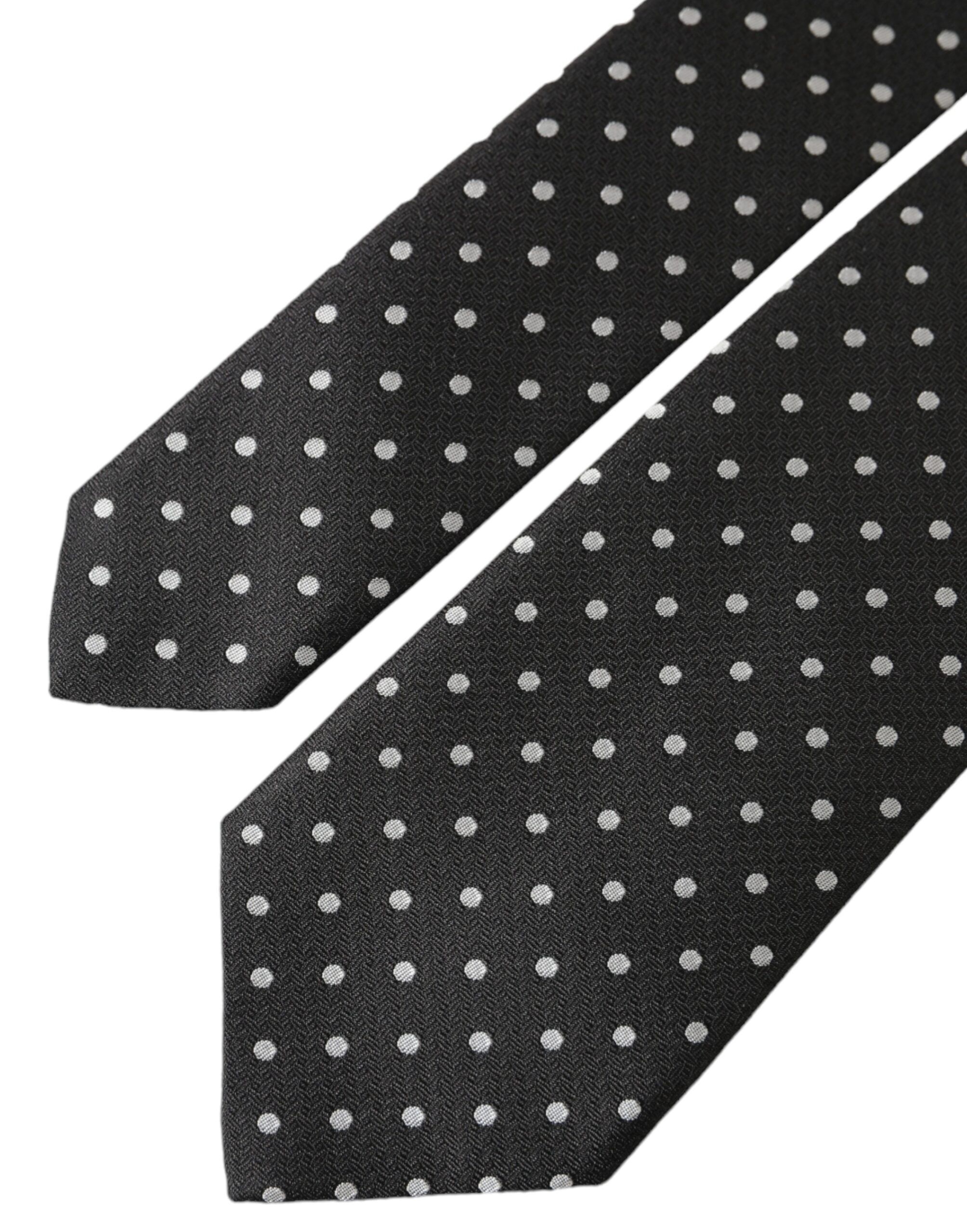 White Polka Dots 100% Silk Necktie Face Men's Mask - Dolce & Gabbana - Modalova