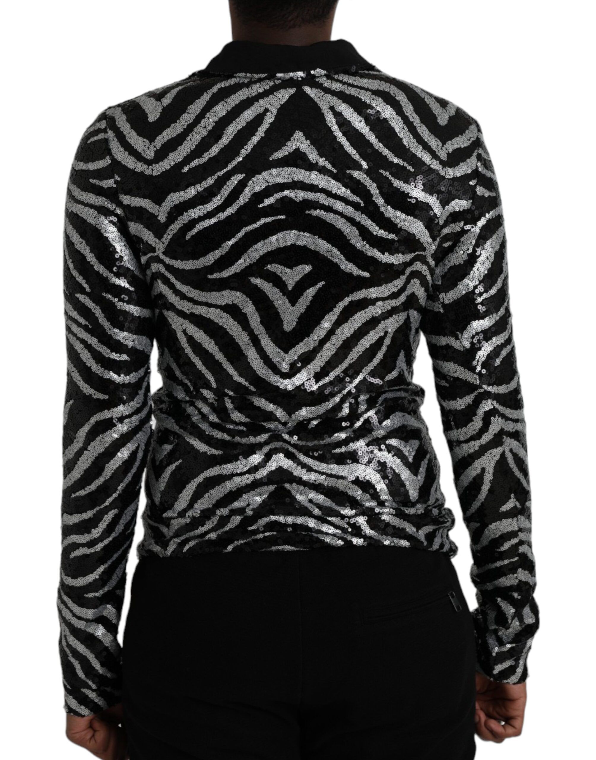 Black Silver Sequined Polyester Men's Sweater - Dolce & Gabbana - Modalova