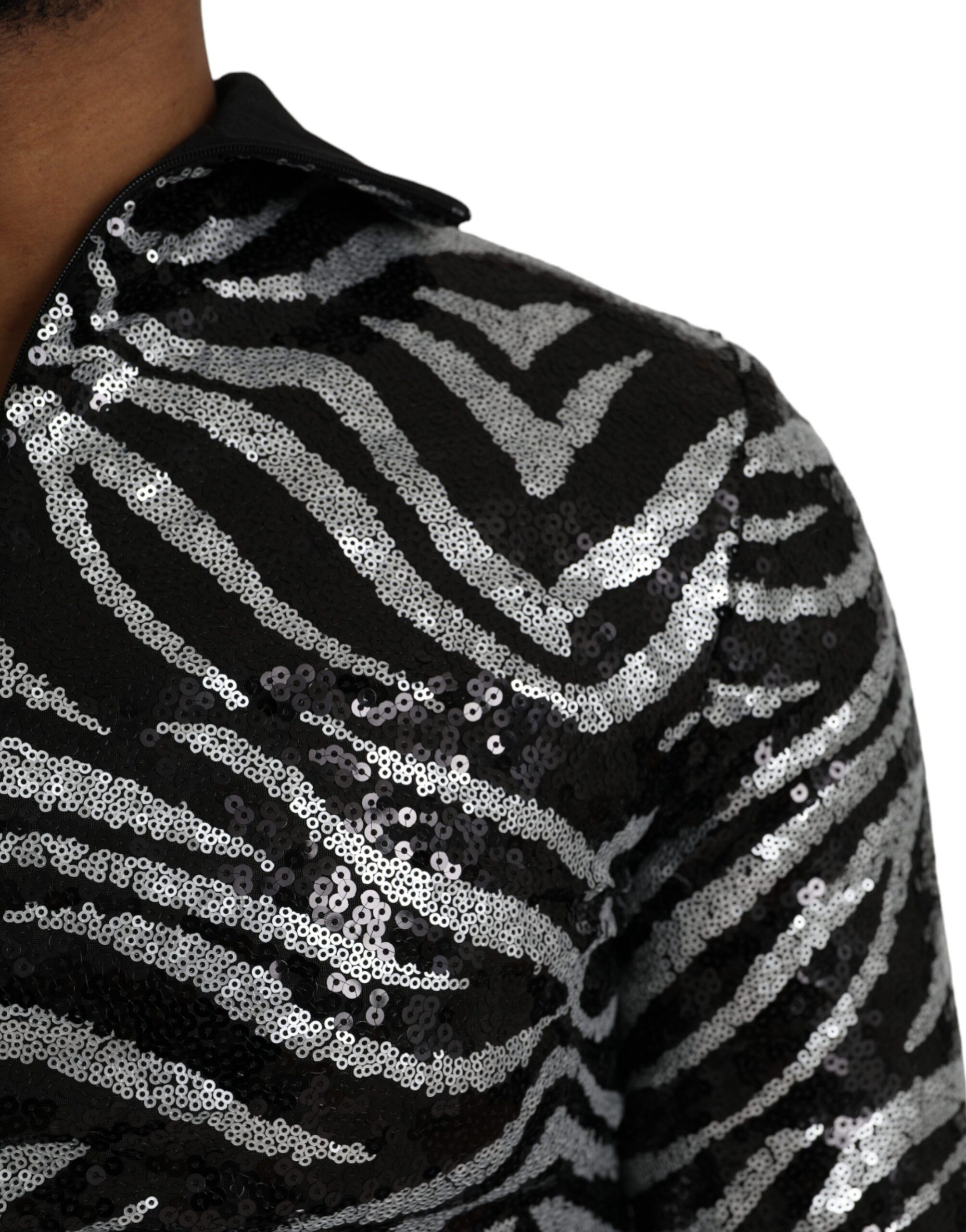 Black Silver Sequined Polyester Men's Sweater - Dolce & Gabbana - Modalova