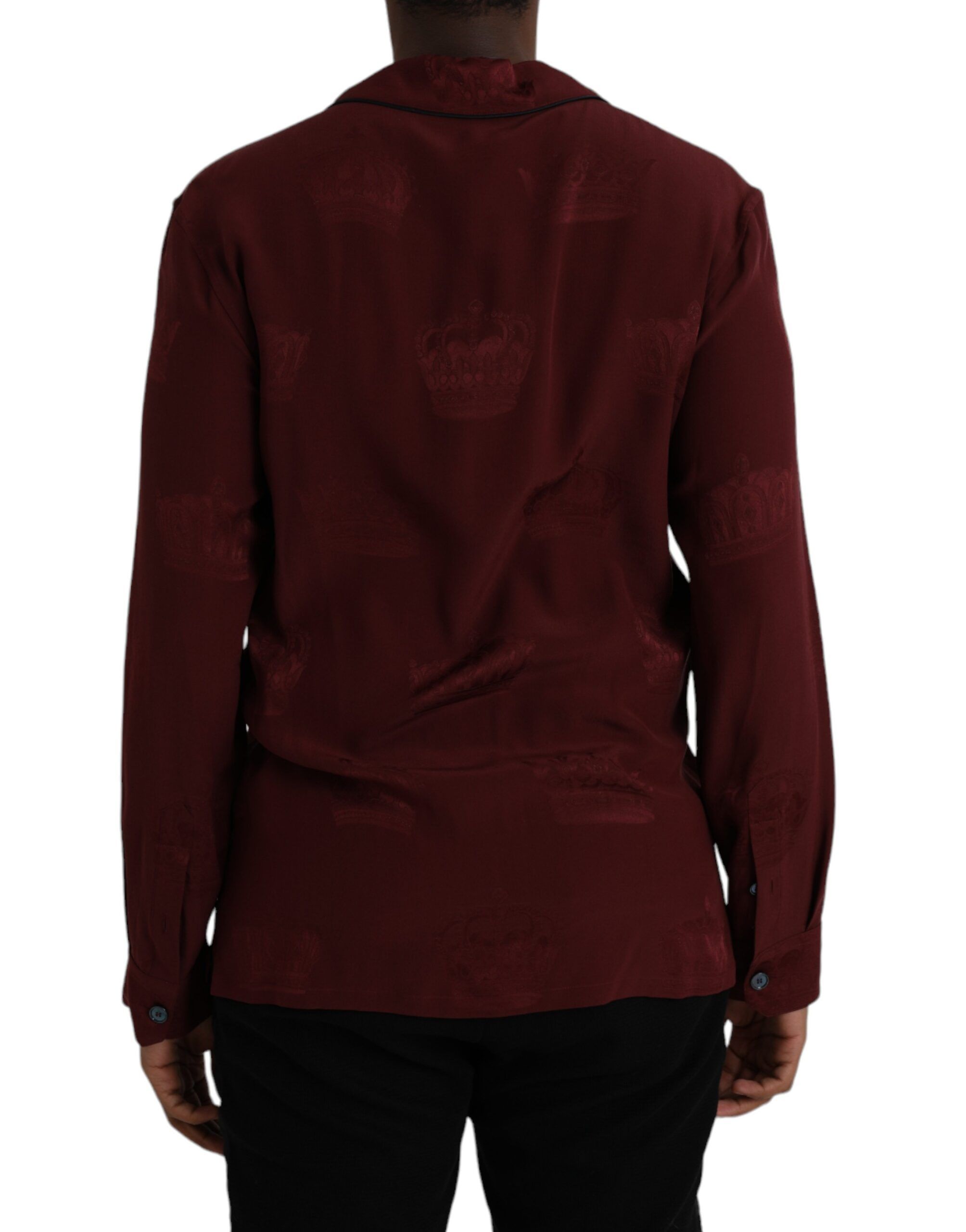 Crown Jacquard Silk Long Sleeve Men's Shirt - Dolce & Gabbana - Modalova