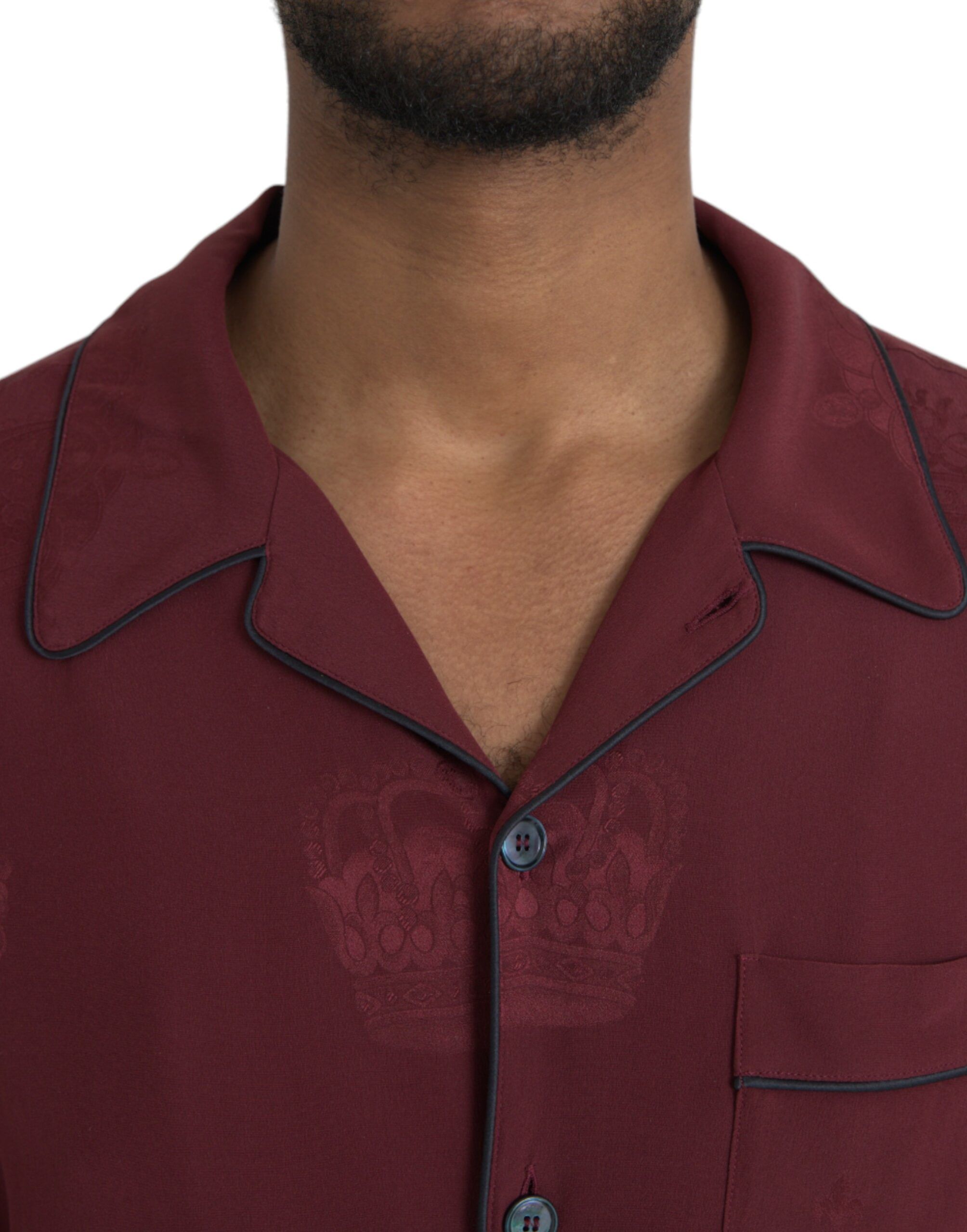Crown Jacquard Silk Long Sleeve Men's Shirt - Dolce & Gabbana - Modalova