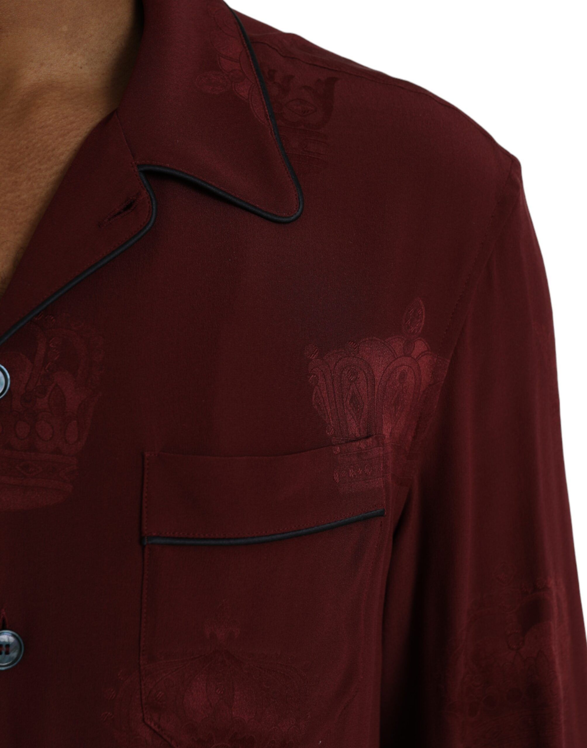 Crown Jacquard Silk Long Sleeve Men's Shirt - Dolce & Gabbana - Modalova