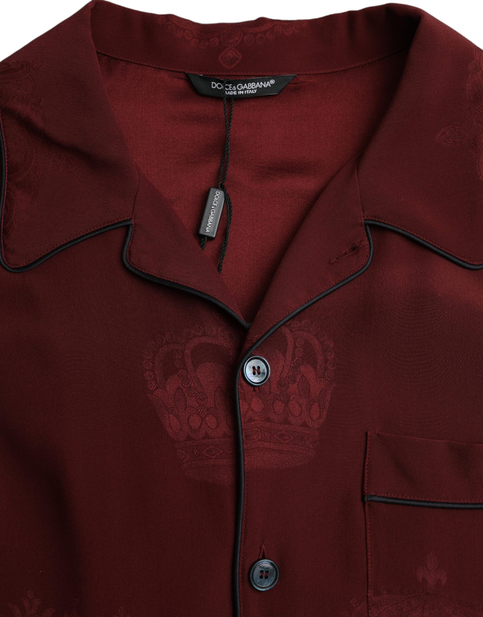 Crown Jacquard Silk Long Sleeve Men's Shirt - Dolce & Gabbana - Modalova