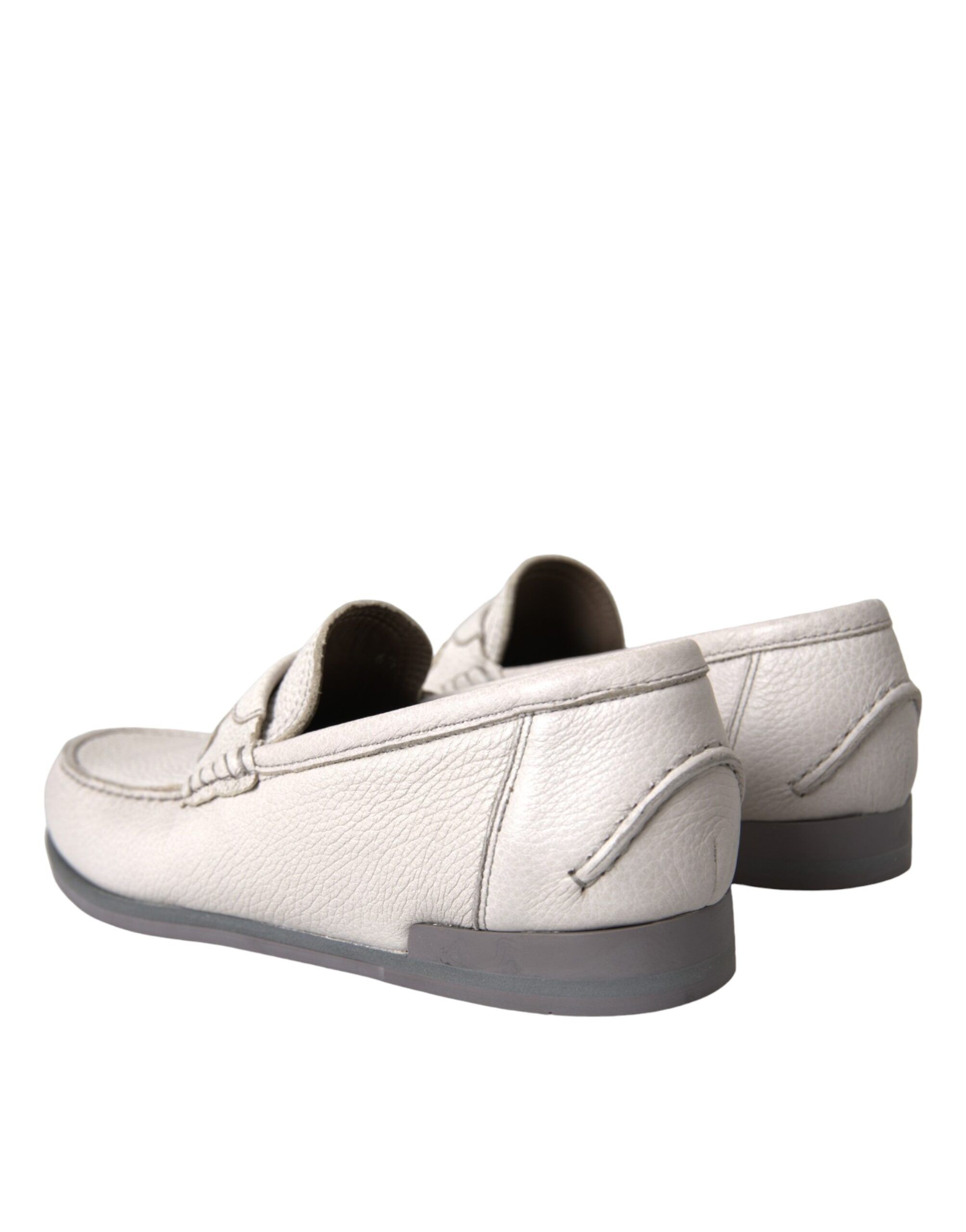 Gray Leather Slip Mocassin Shoes Men's Loafer - Dolce & Gabbana - Modalova