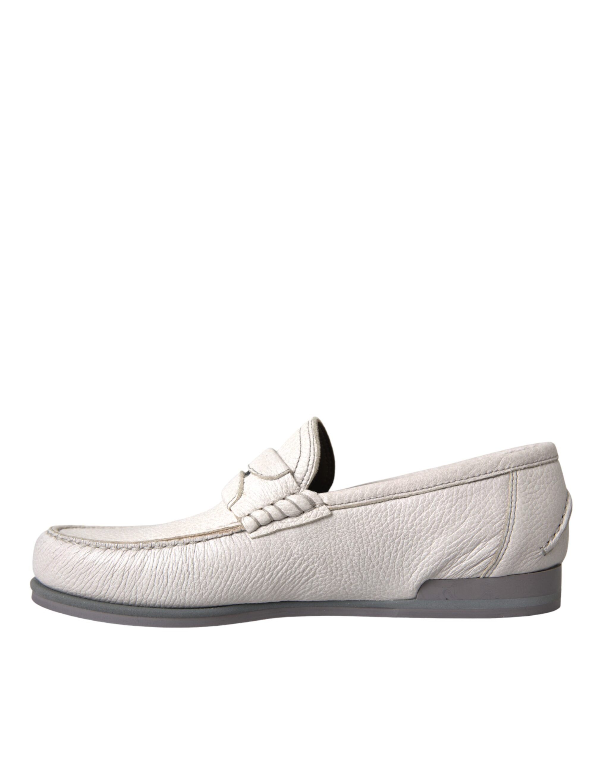 Gray Leather Slip Mocassin Shoes Men's Loafer - Dolce & Gabbana - Modalova