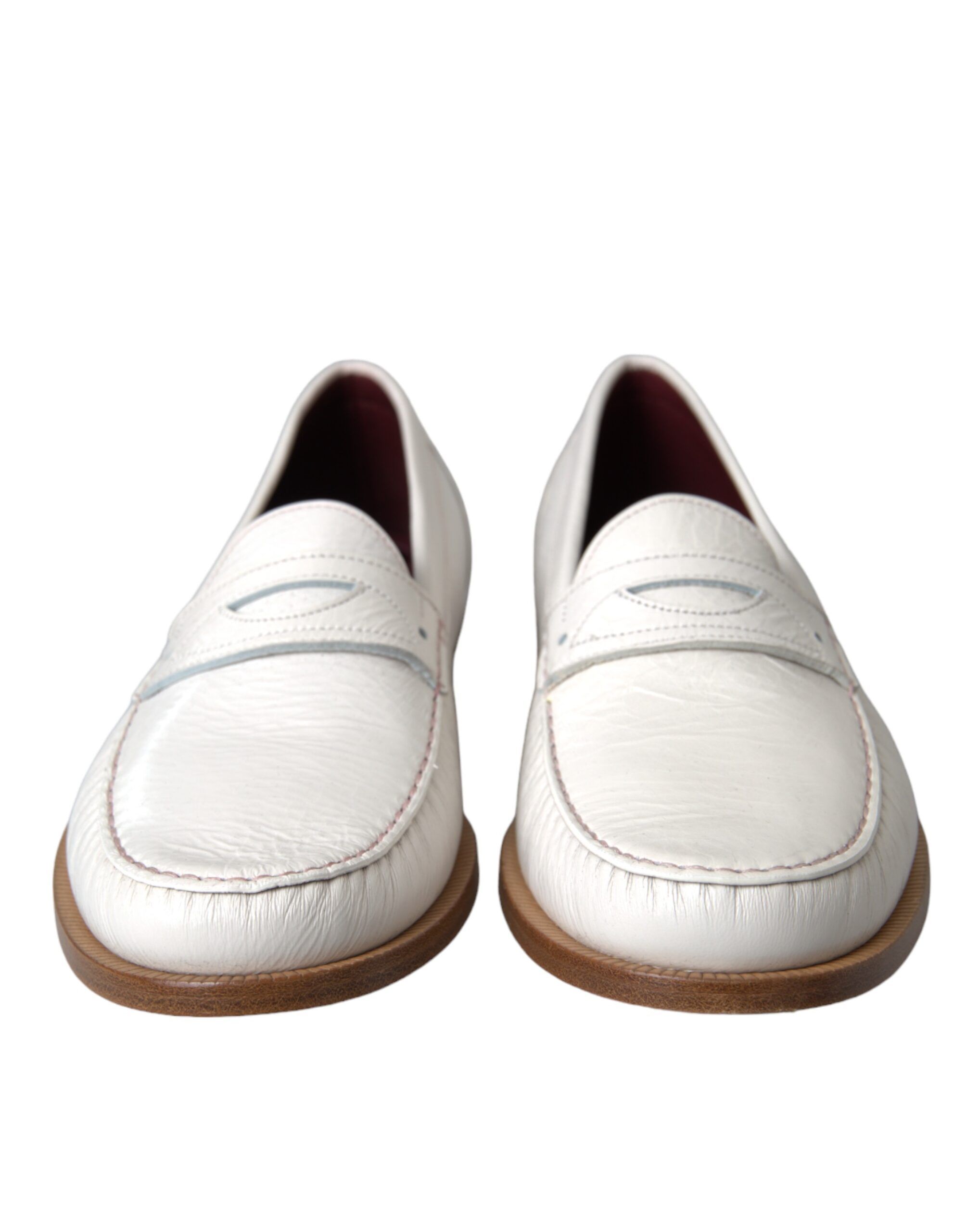 White Leather Slip On Mocassin Loafers Men's Shoes - Dolce & Gabbana - Modalova