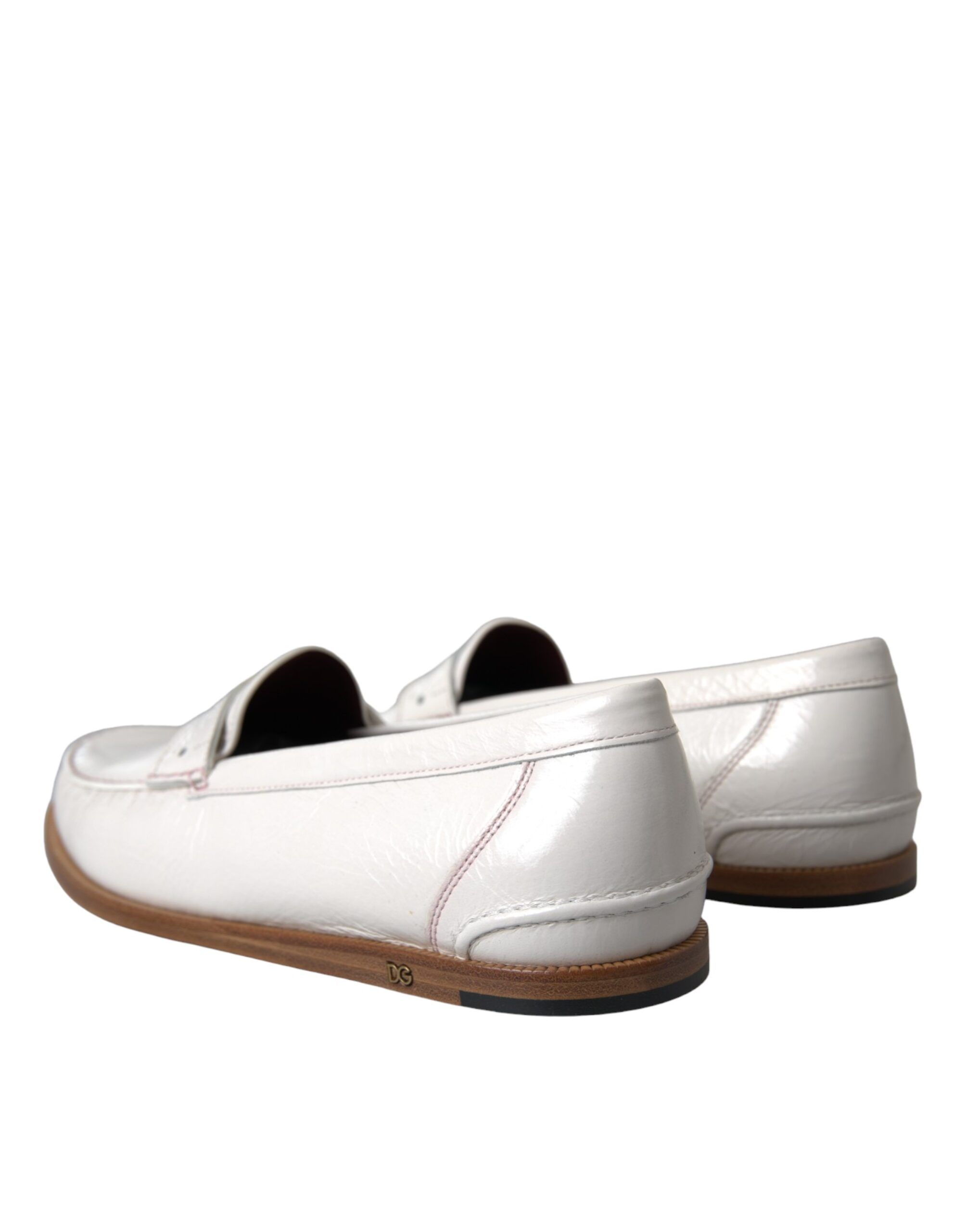 White Leather Slip On Mocassin Loafers Men's Shoes - Dolce & Gabbana - Modalova