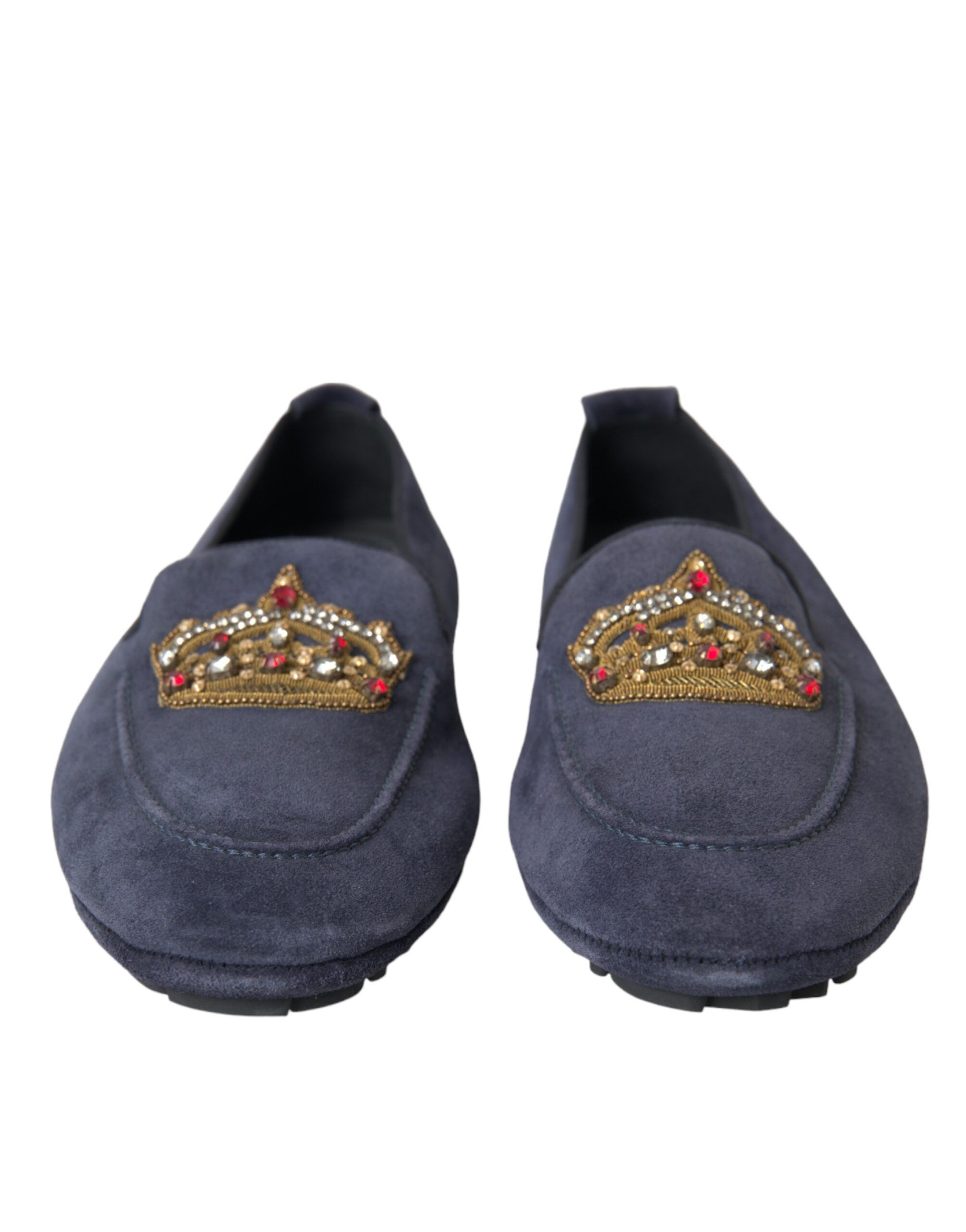 Leather Suede Crystal Crown Loafers Men's Shoes - Dolce & Gabbana - Modalova
