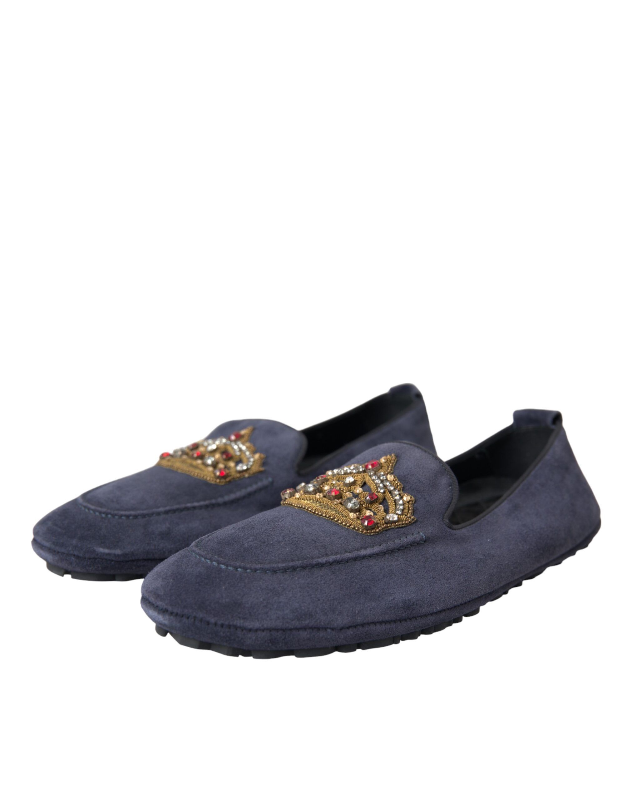 Leather Suede Crystal Crown Loafers Men's Shoes - Dolce & Gabbana - Modalova