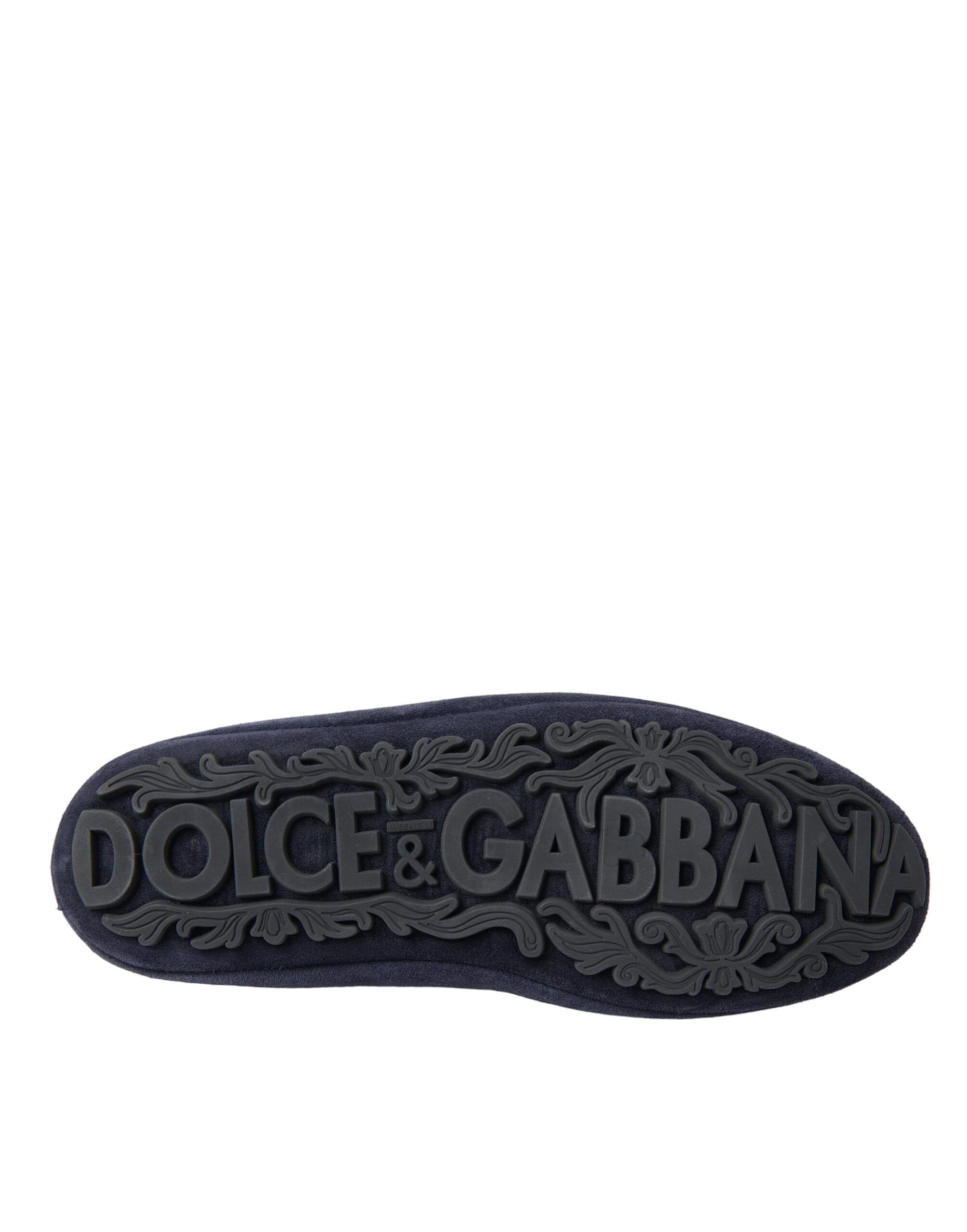 Leather Suede Crystal Crown Loafers Men's Shoes - Dolce & Gabbana - Modalova