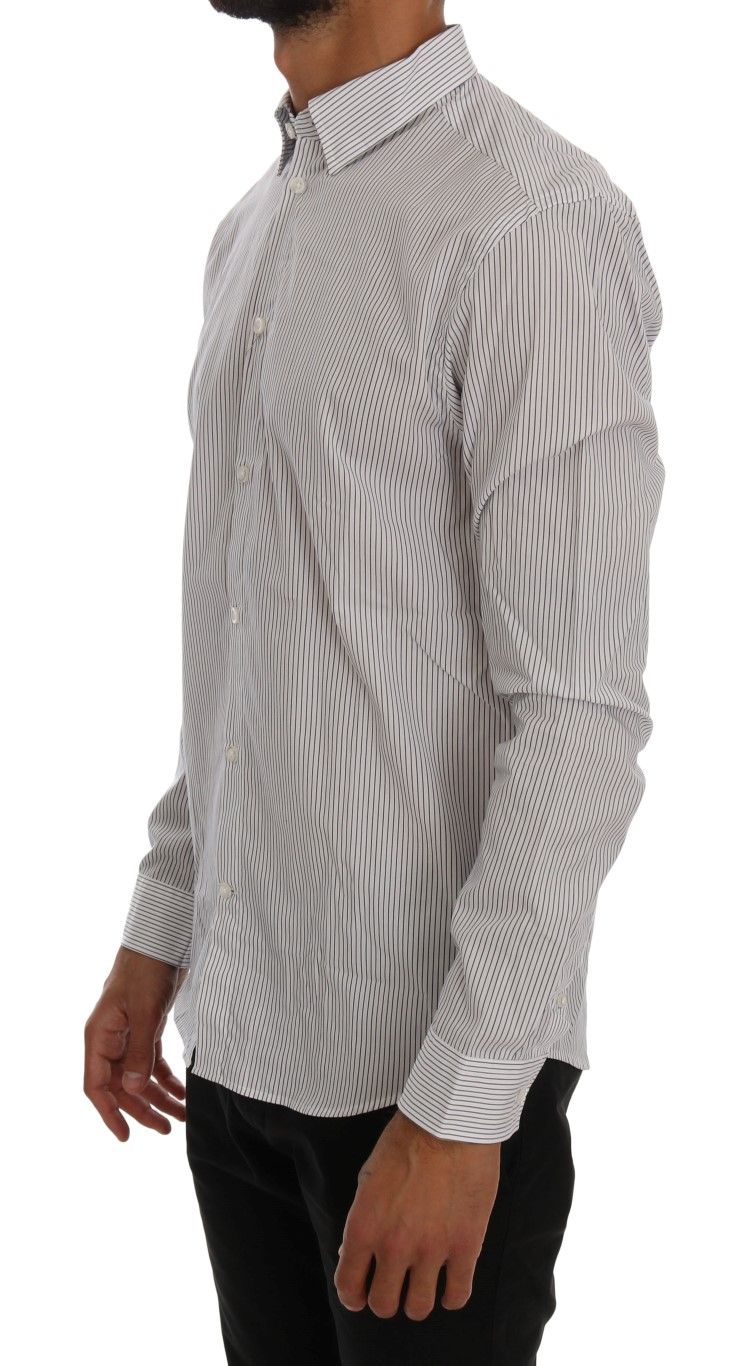 White Striped Casual Cotton Regular Fit Men's Shirt - Frankie Morello - Modalova