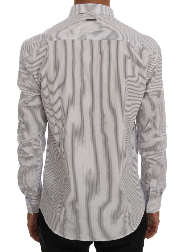 White Striped Casual Cotton Regular Fit Men's Shirt - Frankie Morello - Modalova