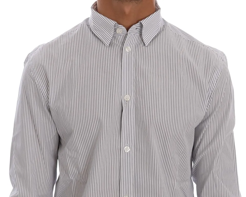 White Striped Casual Cotton Regular Fit Men's Shirt - Frankie Morello - Modalova