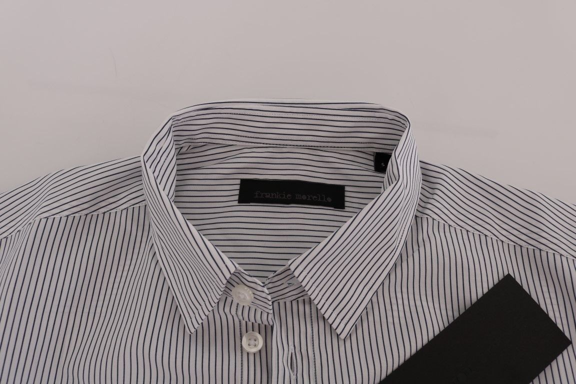 White Striped Casual Cotton Regular Fit Men's Shirt - Frankie Morello - Modalova