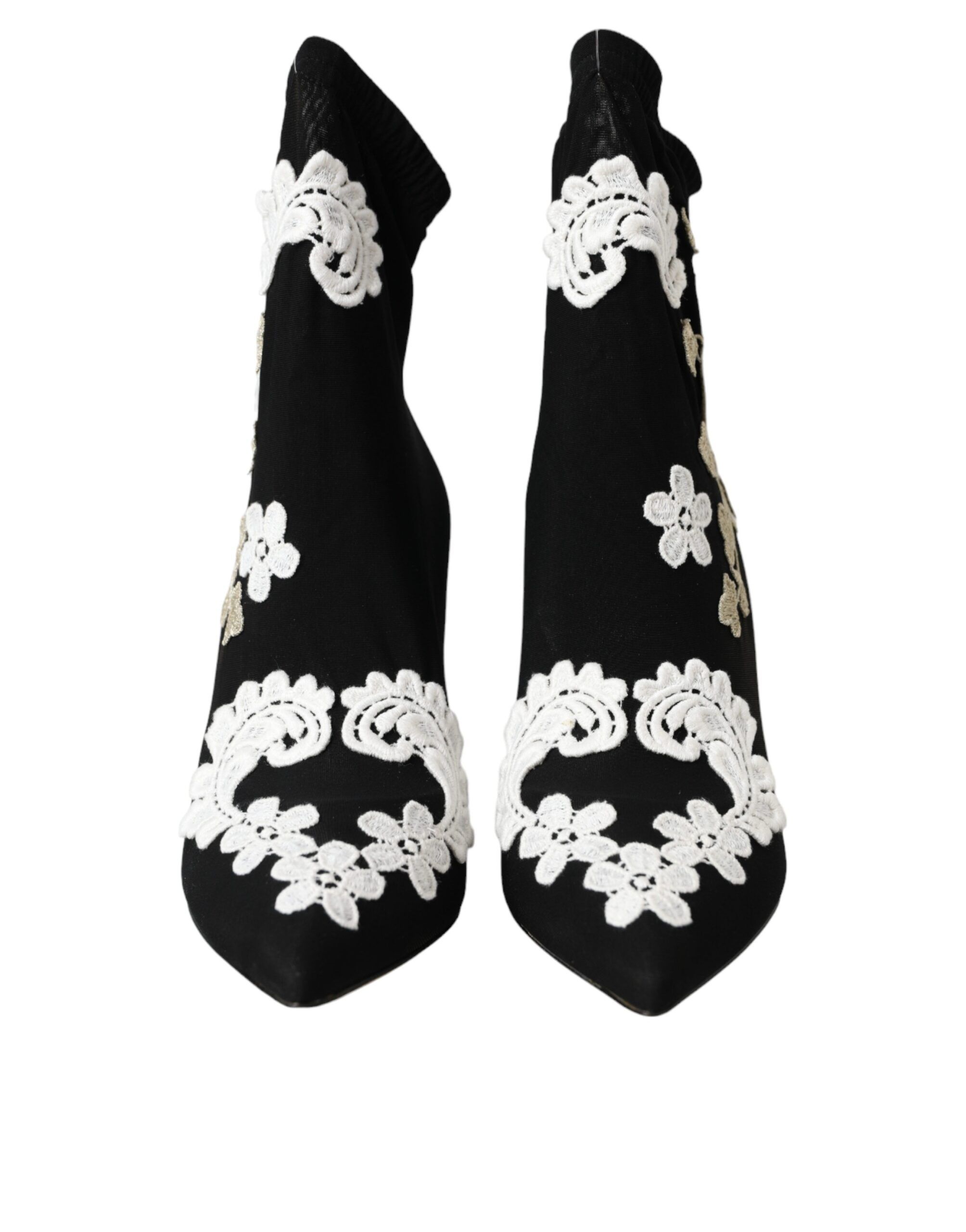 Black White Embroidery Slip On Boots Women's Shoes - Dolce & Gabbana - Modalova