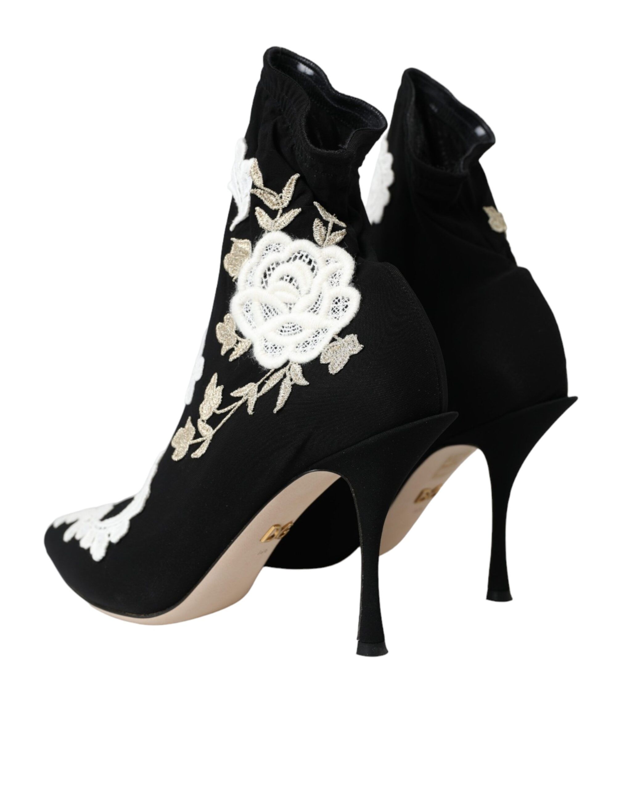 Black White Embroidery Slip On Boots Women's Shoes - Dolce & Gabbana - Modalova