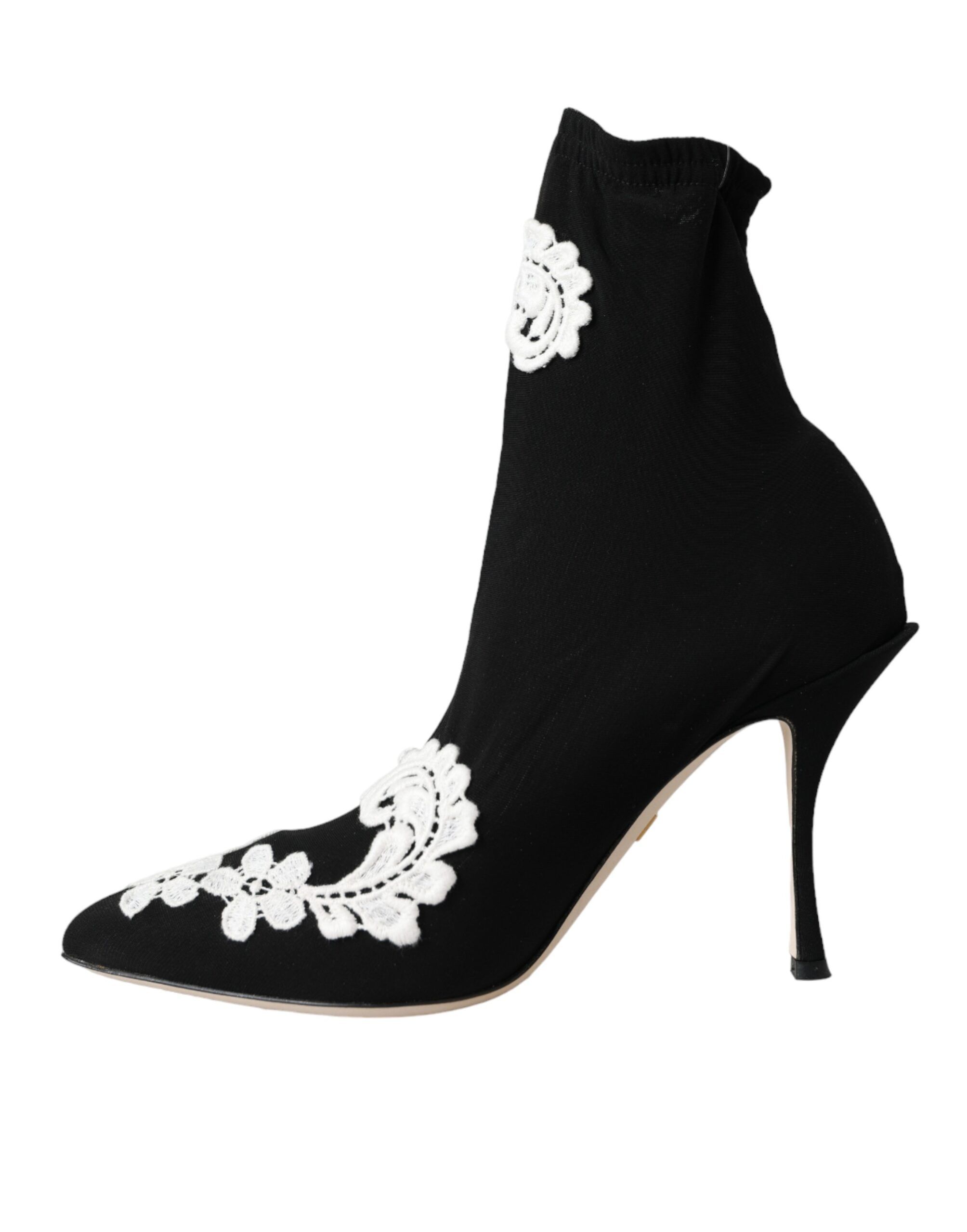 Black White Embroidery Slip On Boots Women's Shoes - Dolce & Gabbana - Modalova