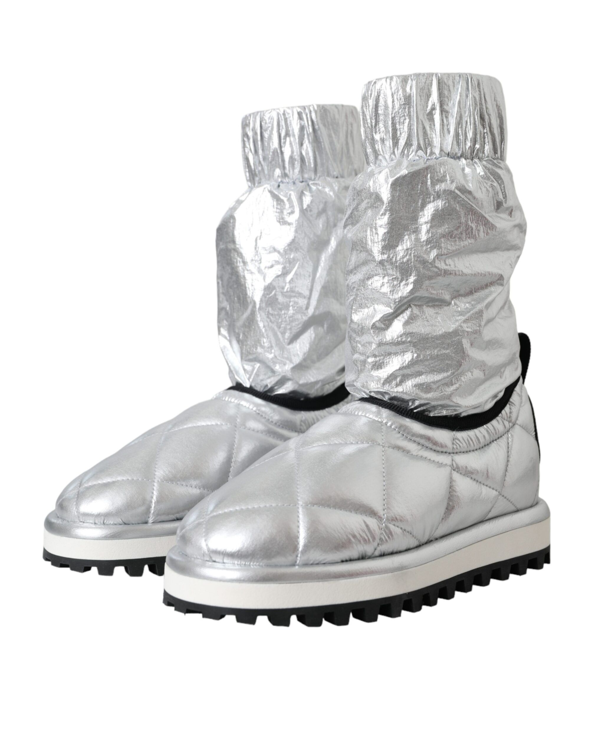 Metallic Quilted Logo Patch Boot Women's Shoes - Dolce & Gabbana - Modalova