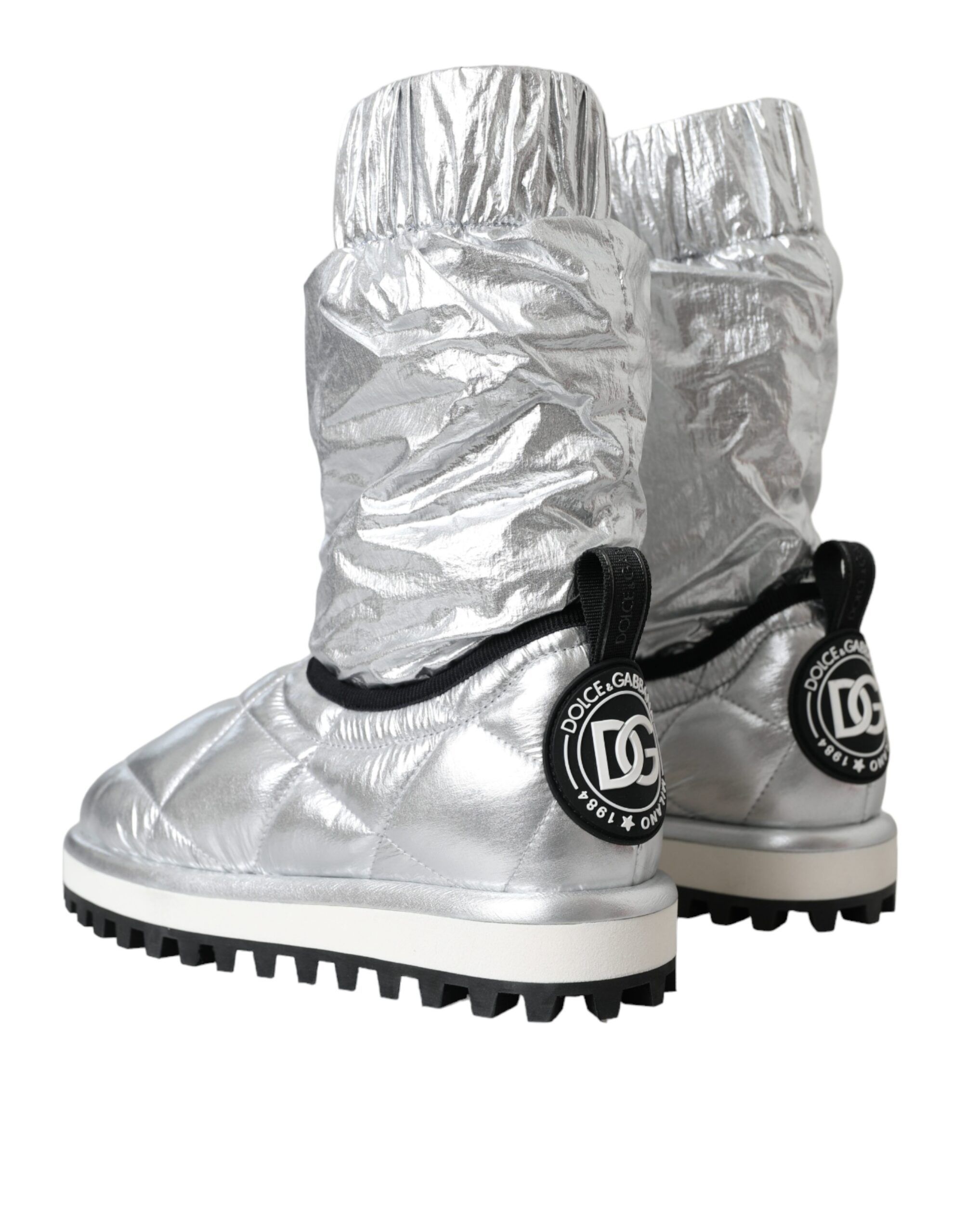 Metallic Quilted Logo Patch Boot Women's Shoes - Dolce & Gabbana - Modalova