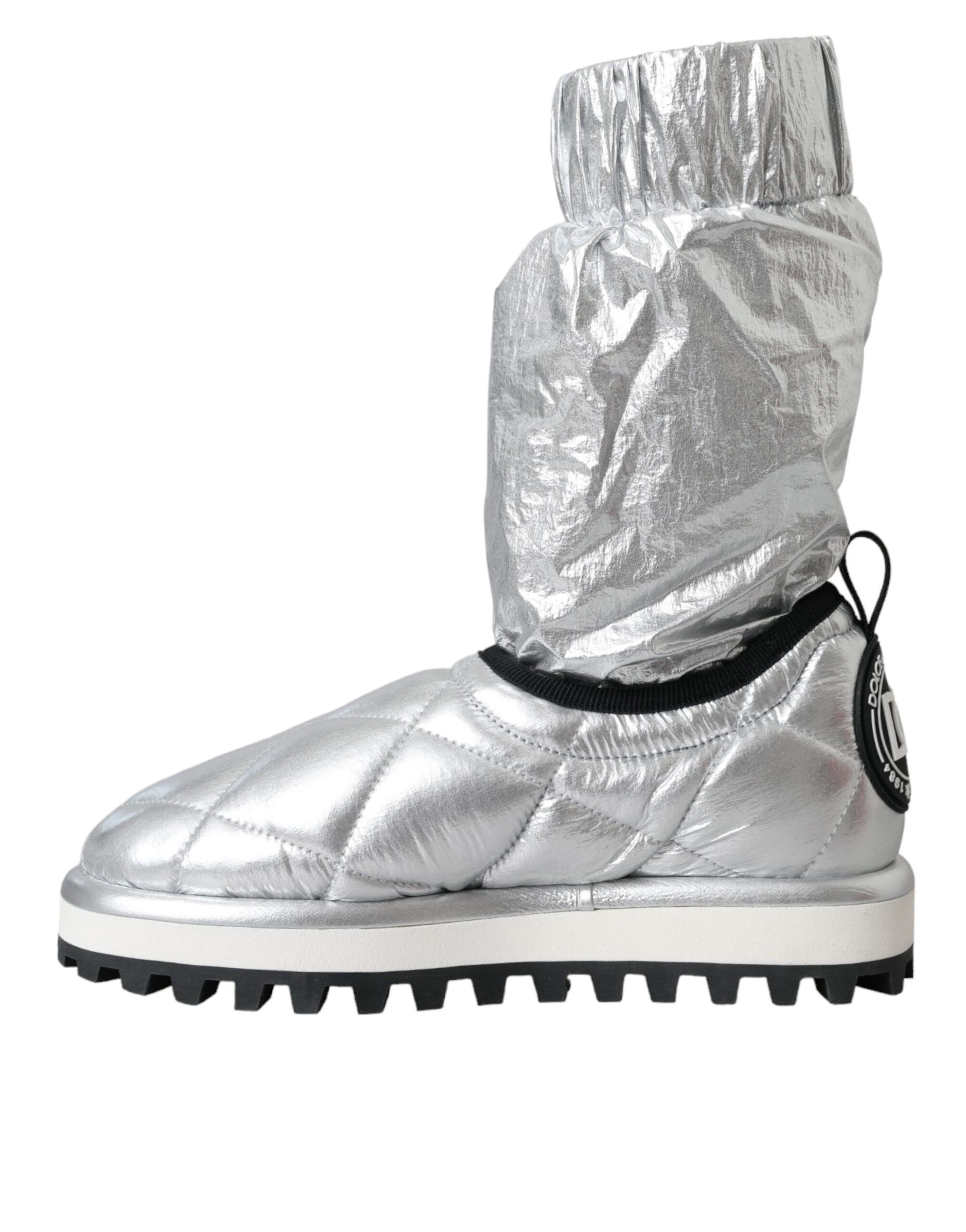 Metallic Quilted Logo Patch Boot Women's Shoes - Dolce & Gabbana - Modalova