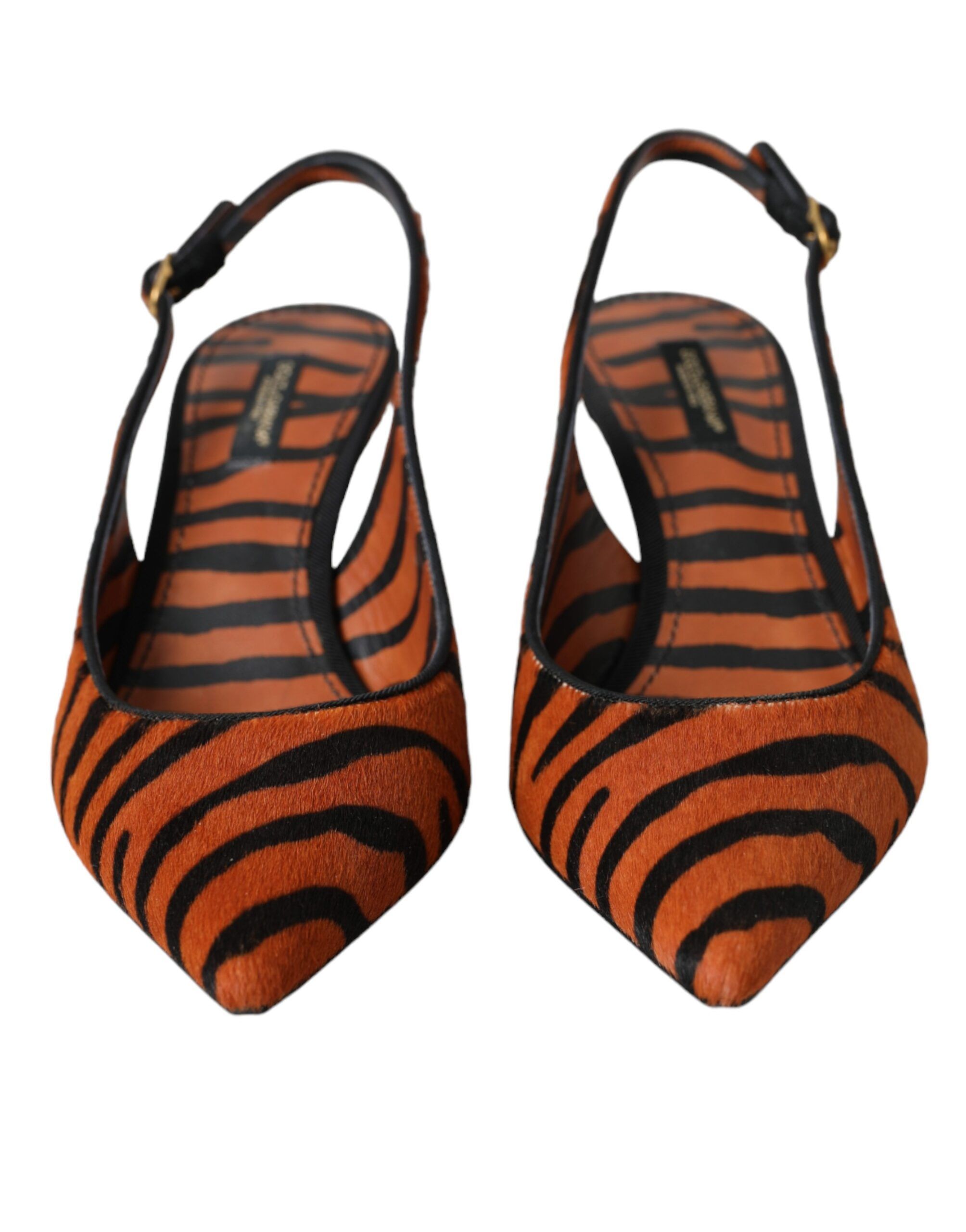 Black Zebra Leather Slingbacks Women's Shoes - Dolce & Gabbana - Modalova