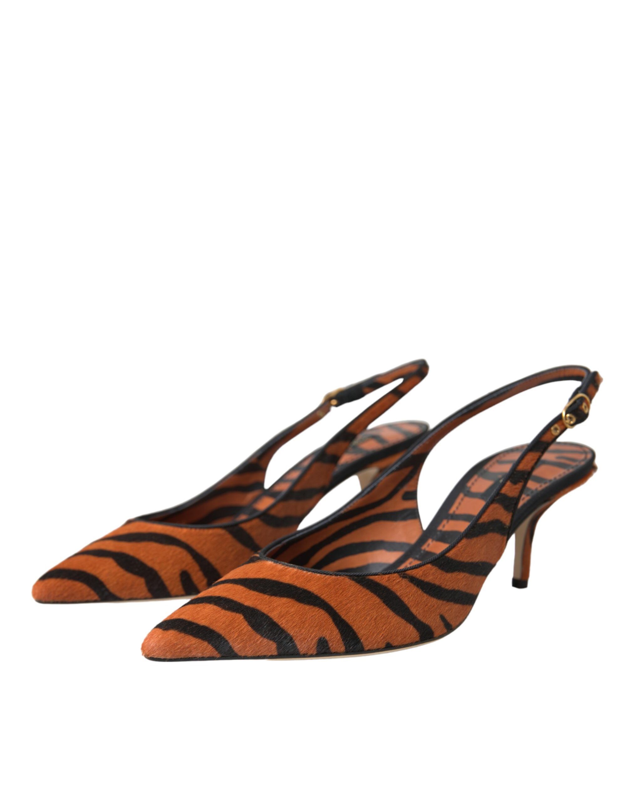 Black Zebra Leather Slingbacks Women's Shoes - Dolce & Gabbana - Modalova