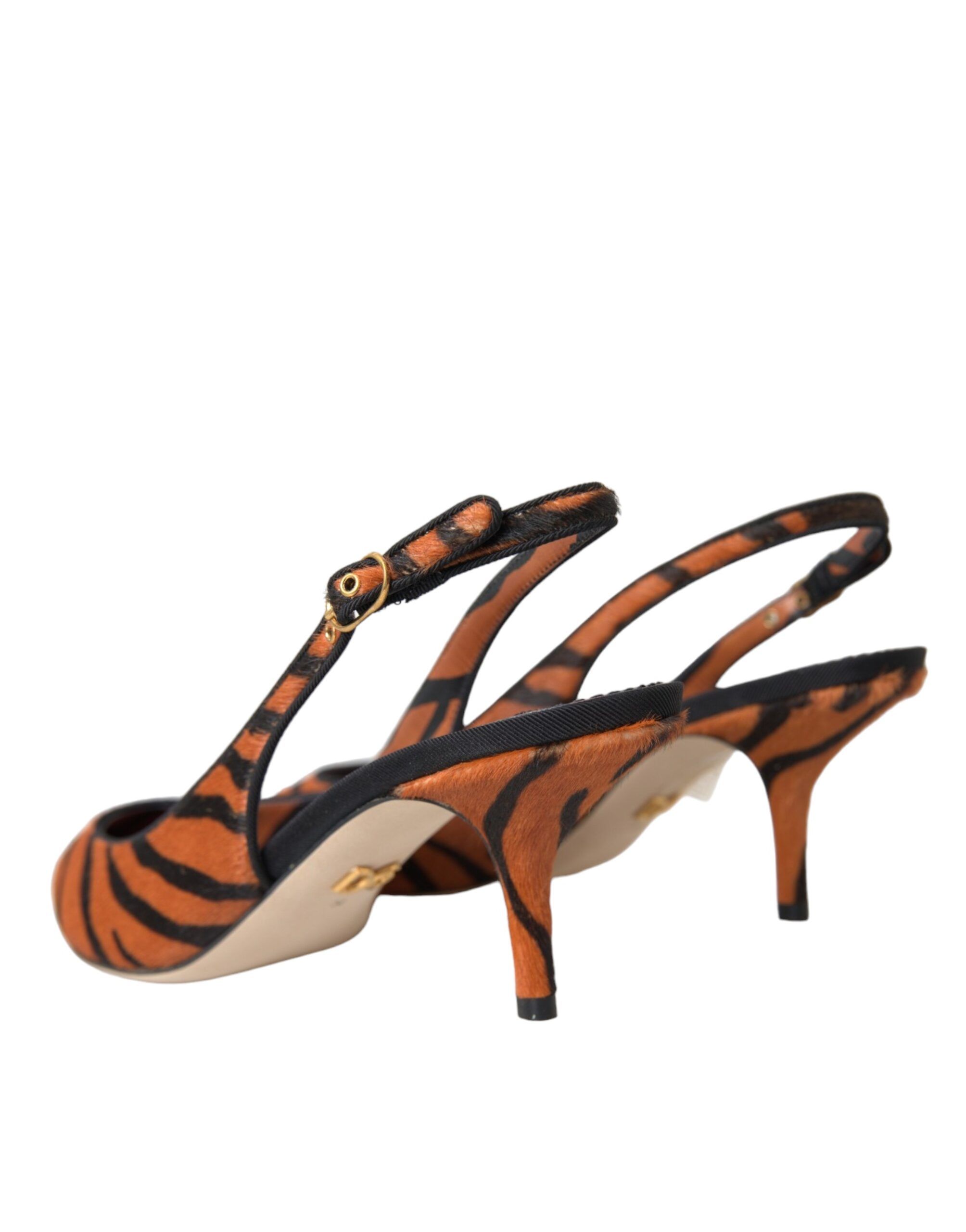 Black Zebra Leather Slingbacks Women's Shoes - Dolce & Gabbana - Modalova