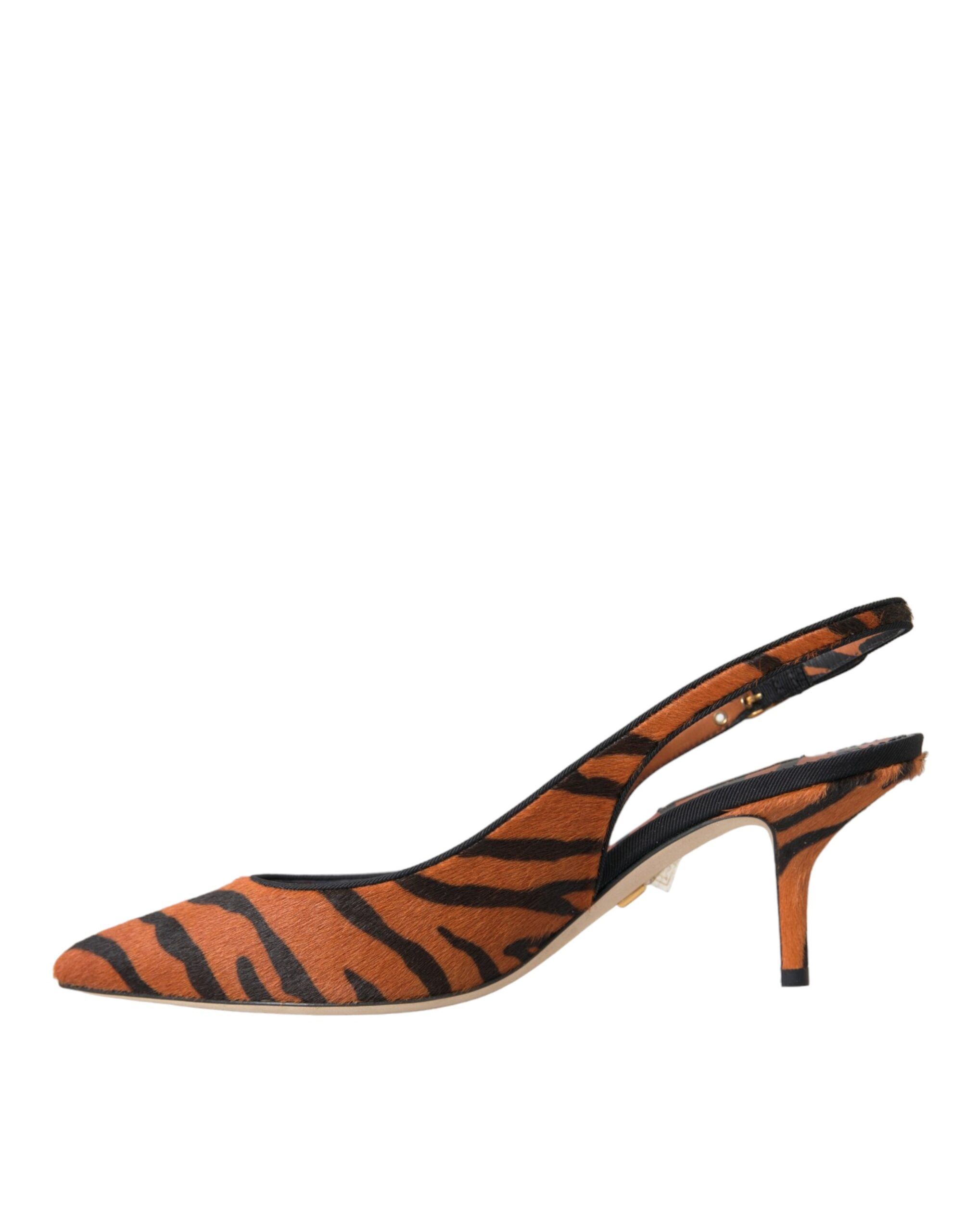 Black Zebra Leather Slingbacks Women's Shoes - Dolce & Gabbana - Modalova