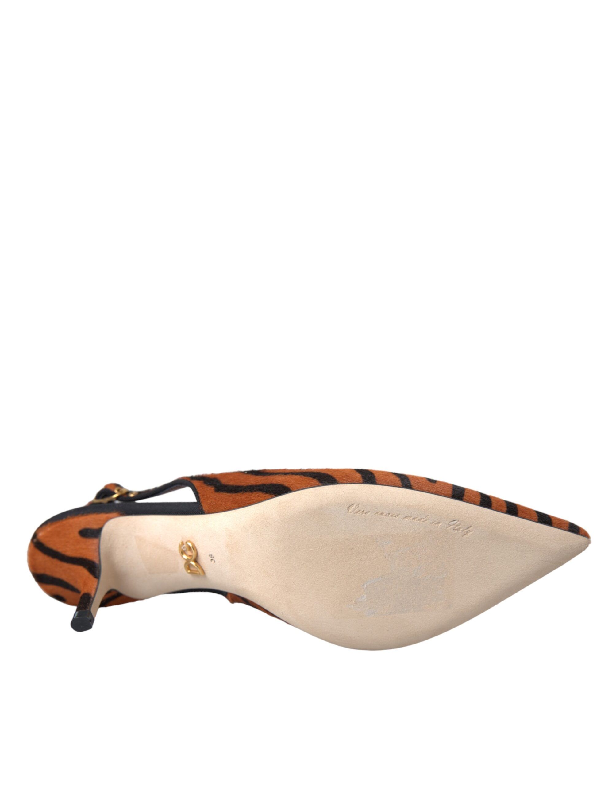 Black Zebra Leather Slingbacks Women's Shoes - Dolce & Gabbana - Modalova