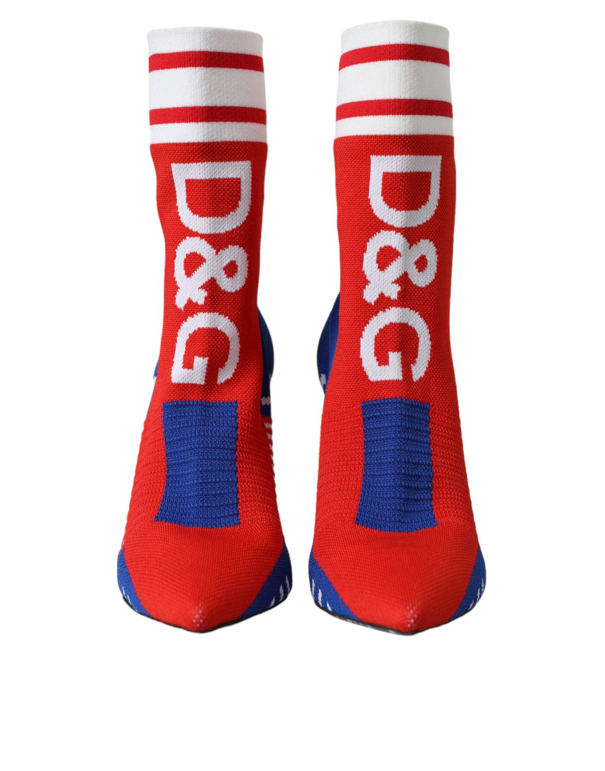 Red Blue Stretch Sock Style Short Boots Logo Women's Shoes - Dolce & Gabbana - Modalova