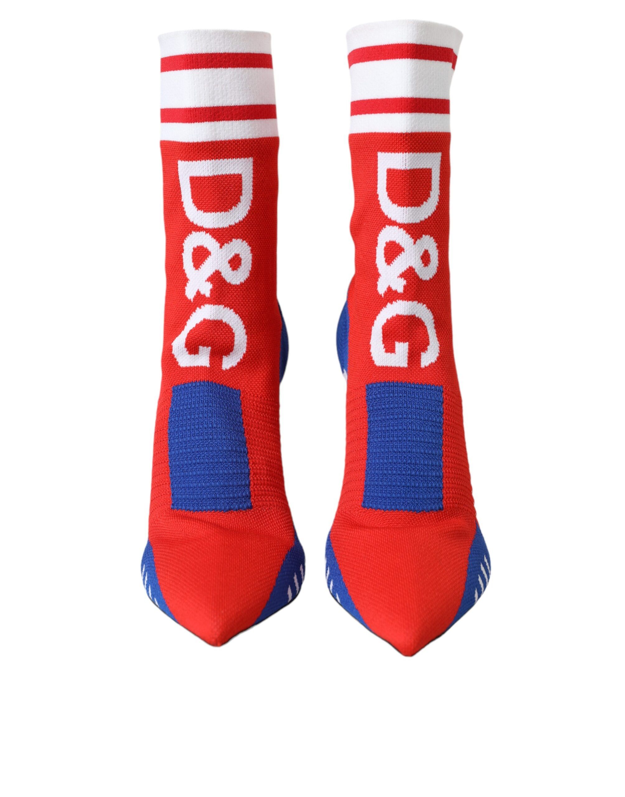 Red Blue Stretch Sock Style Ankle Boots Logo Women's Shoes - Dolce & Gabbana - Modalova