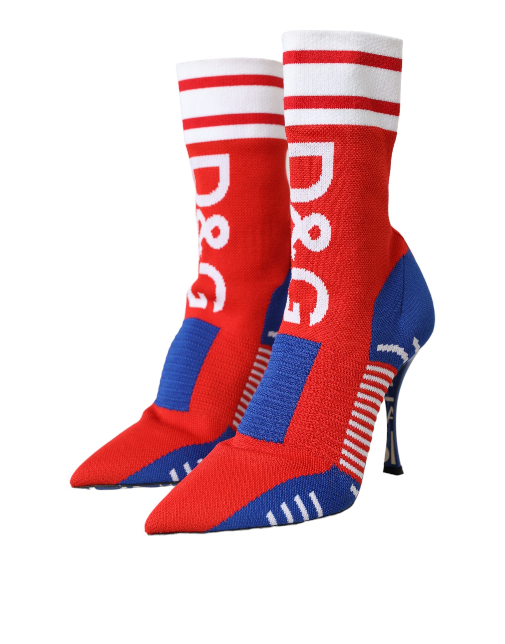 Red Blue Stretch Sock Style Ankle Boots Logo Women's Shoes - Dolce & Gabbana - Modalova